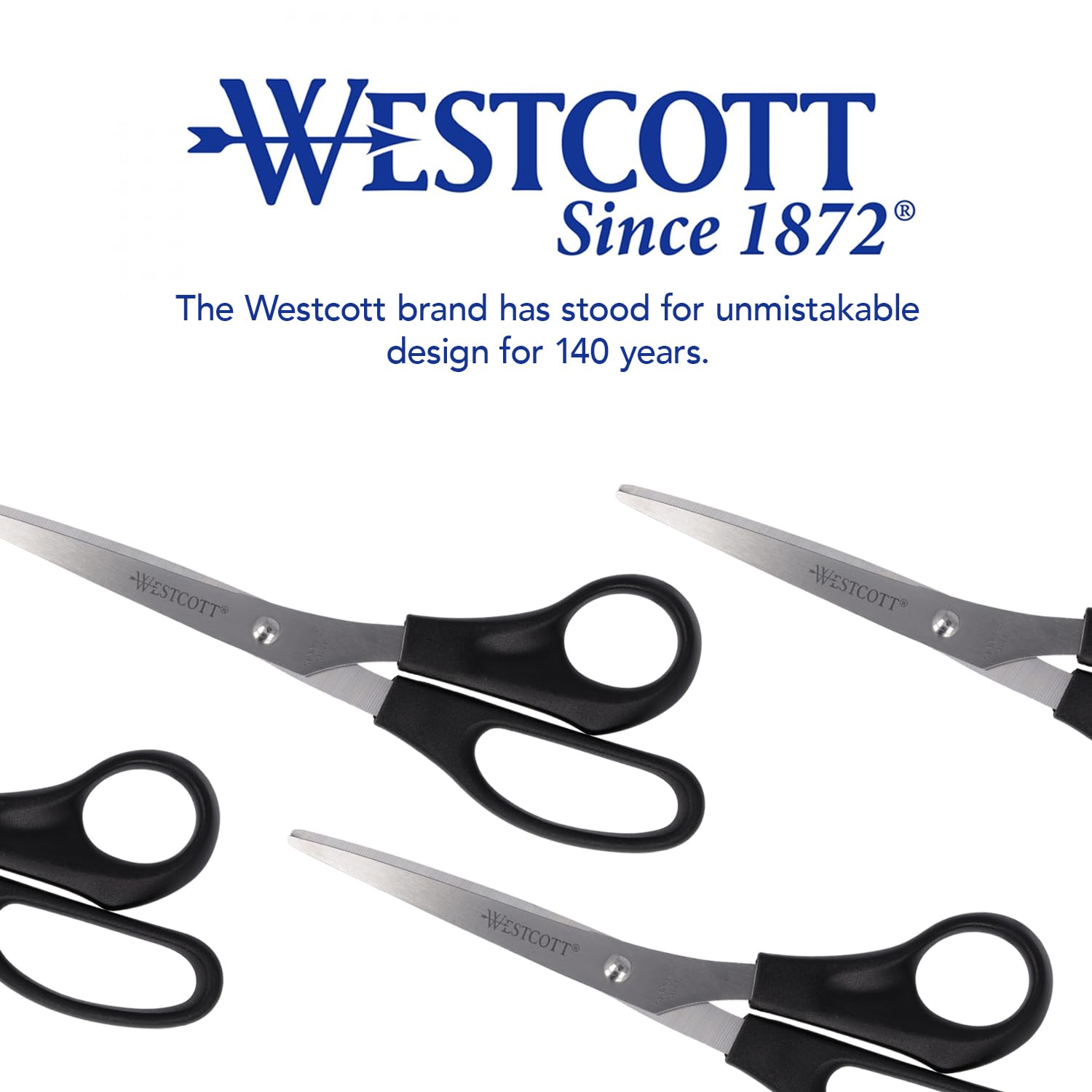 Westcott 8-Inch (20.3 cm) Stainless Steel Scissors with Black Plastic Handles - Ultra Sharp Blades for Office, Home, Crafts & School Use | Perfect for Cutting Paper, Fabric, Cardboard & DIY Projects | Model E-31181 00
