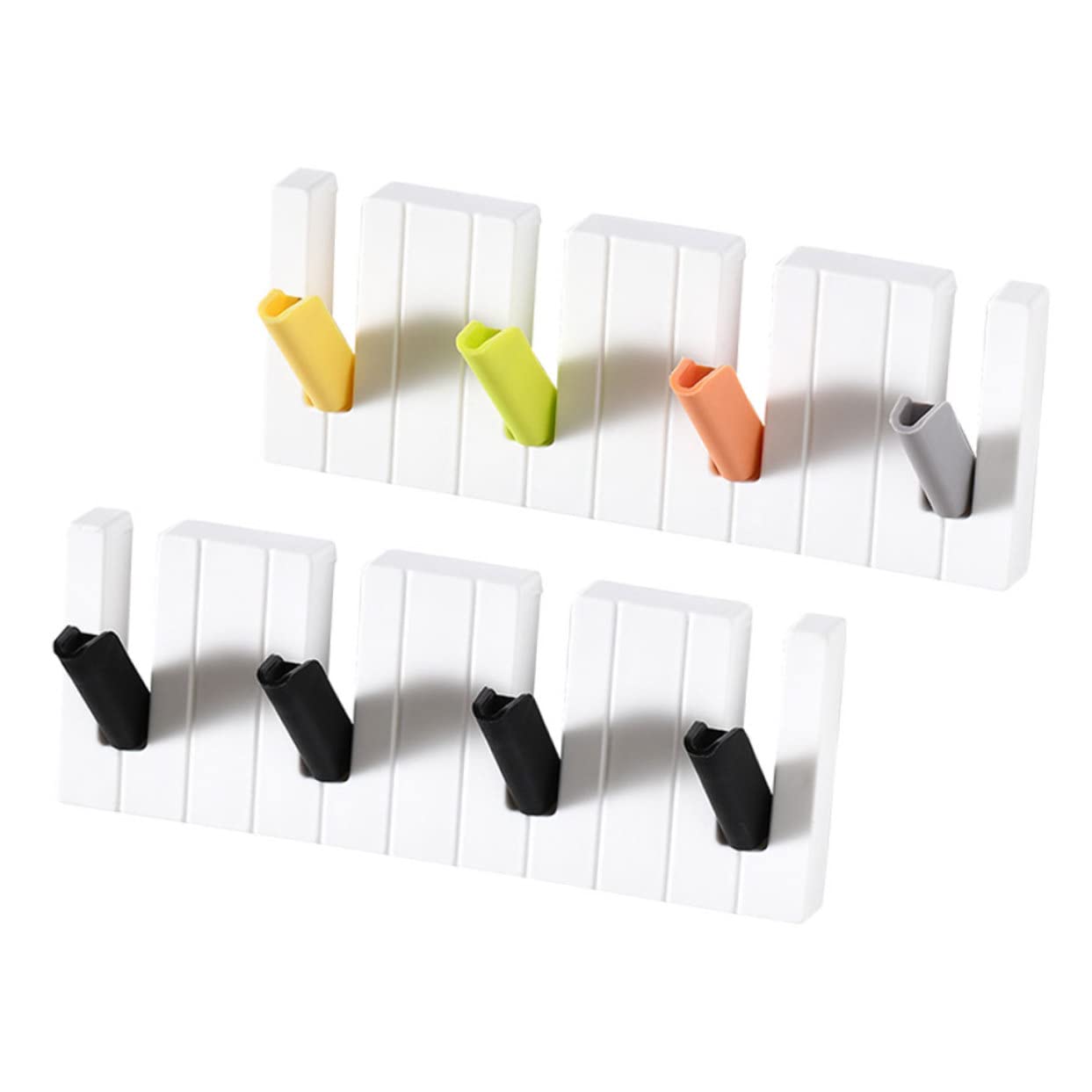 2-Piece Cabilock Towel Hooks - Plastic Wall-Mounted Piano Hooks for Bathrobes, No Drill Adhesive Hooks for Hanging Towels & Decor - Perfect for Bathroom, Kitchen, and Bedroom Organization