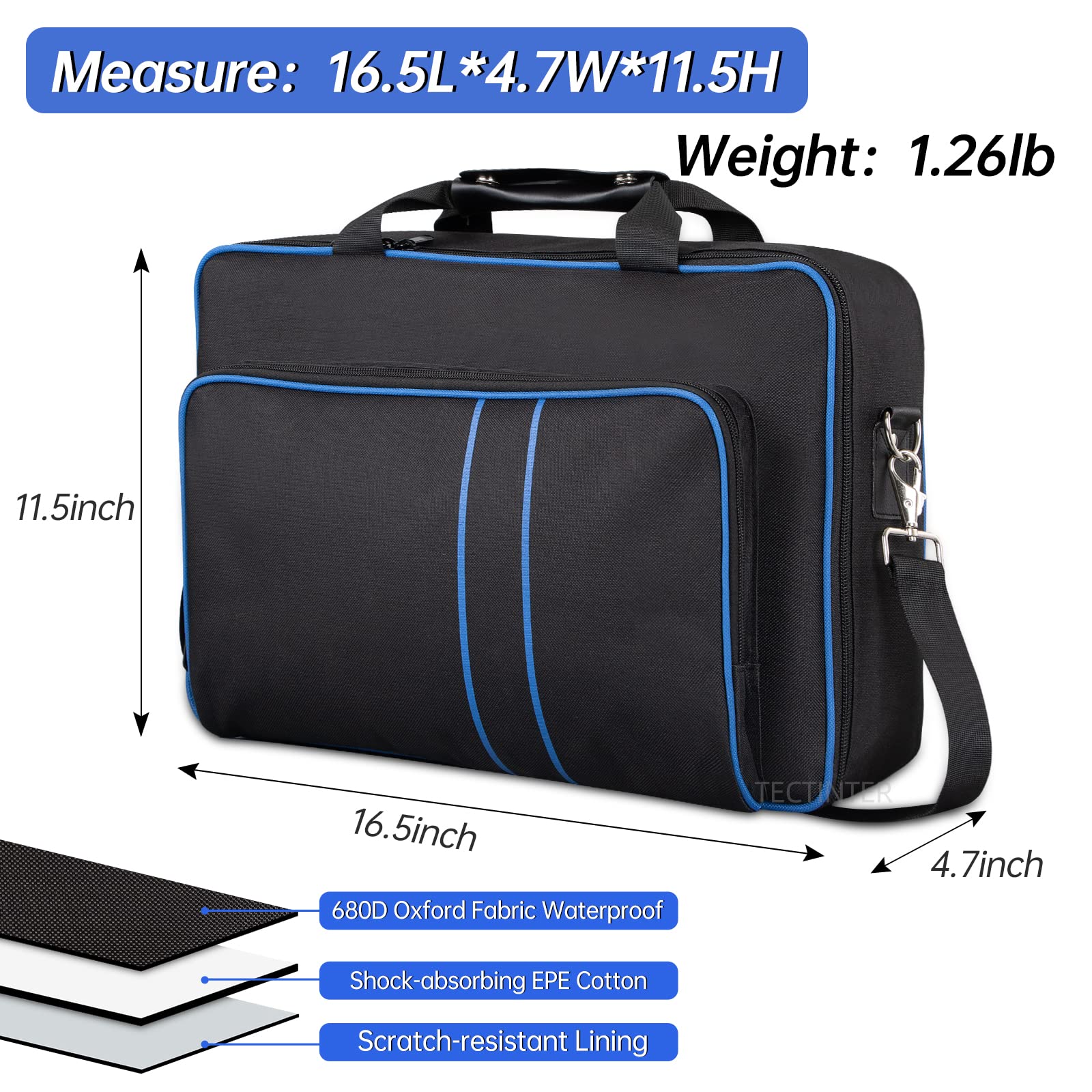 Soft Blue PS5 Carrying Case with Zippered Pocket & Adjustable Shoulder Strap - Compatible with PlayStation 5 - Perfect for Travel, Gaming Events & Secure Storage