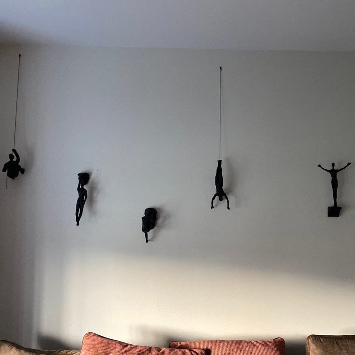 DEKADRON Large x6 Climbing Man Wall Sculpture - Set of 3 (4-5-6 Inch) 3D Wall Art Decor for Living Room, Bedroom & Office - Boho Adventure Themed Home Decor