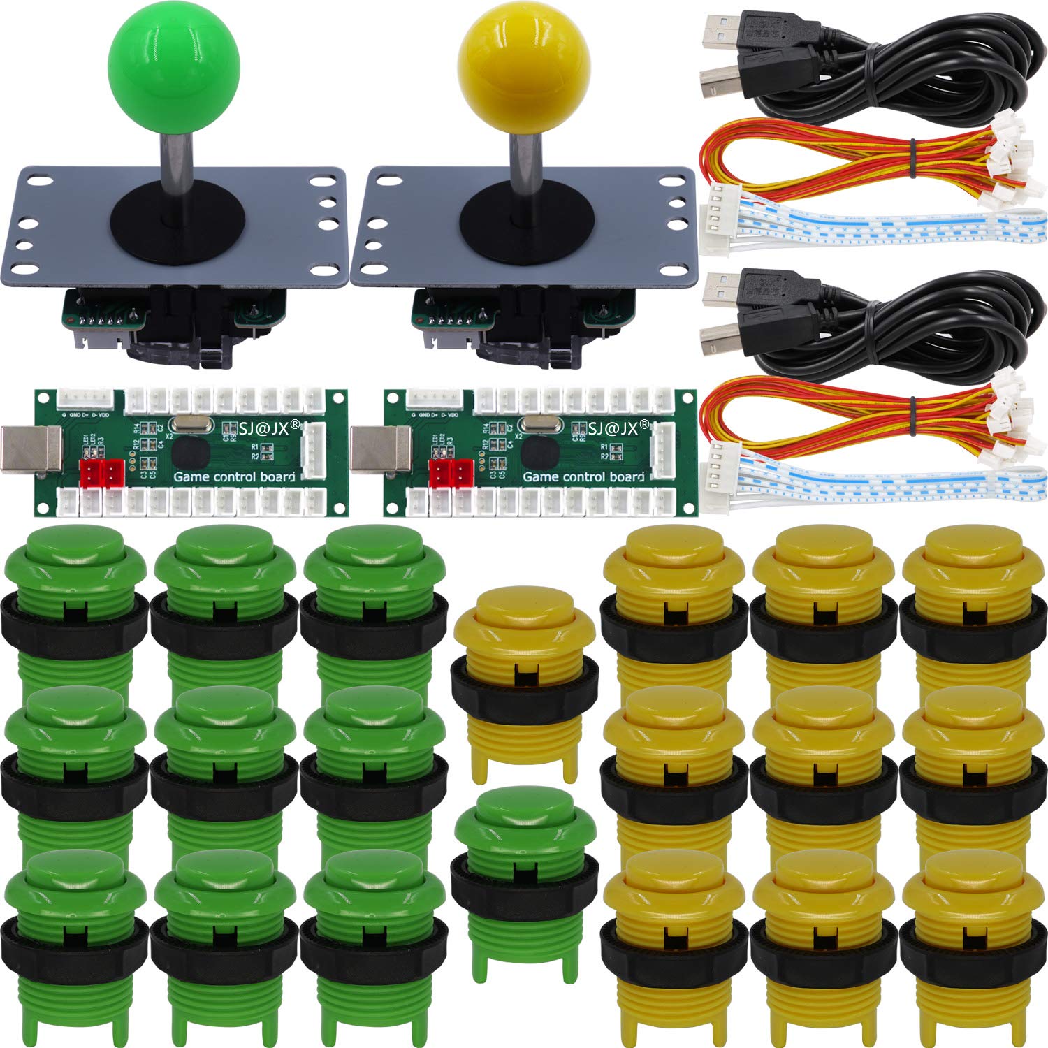 2 Player Arcade DIY Kit with Microswitch Buttons, 4/8-Way Joystick & Zero Delay USB Encoder - Fighting Stick Controller for PC, MAME, Raspberry Pi, Retropie - Perfect for Home Arcade, Gaming Bars & Retro Game Enthusiasts