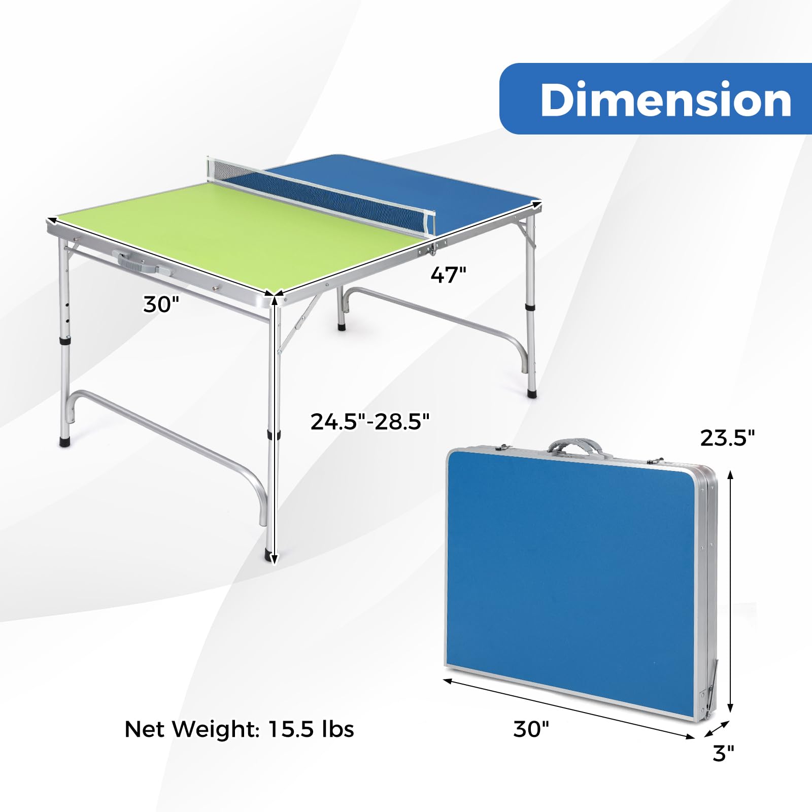 Goplus Foldable Ping Pong Table - 100% Preassembled Indoor Outdoor Table Tennis Set with Net, 2 Paddles & Balls | Portable for Backyard, Garage, Office & Family Game Night
