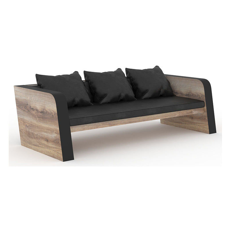 FRANCO 3-Seater Sofa in Warm Oak & Black - Modern Living Room Furniture for Small Spaces & Apartments