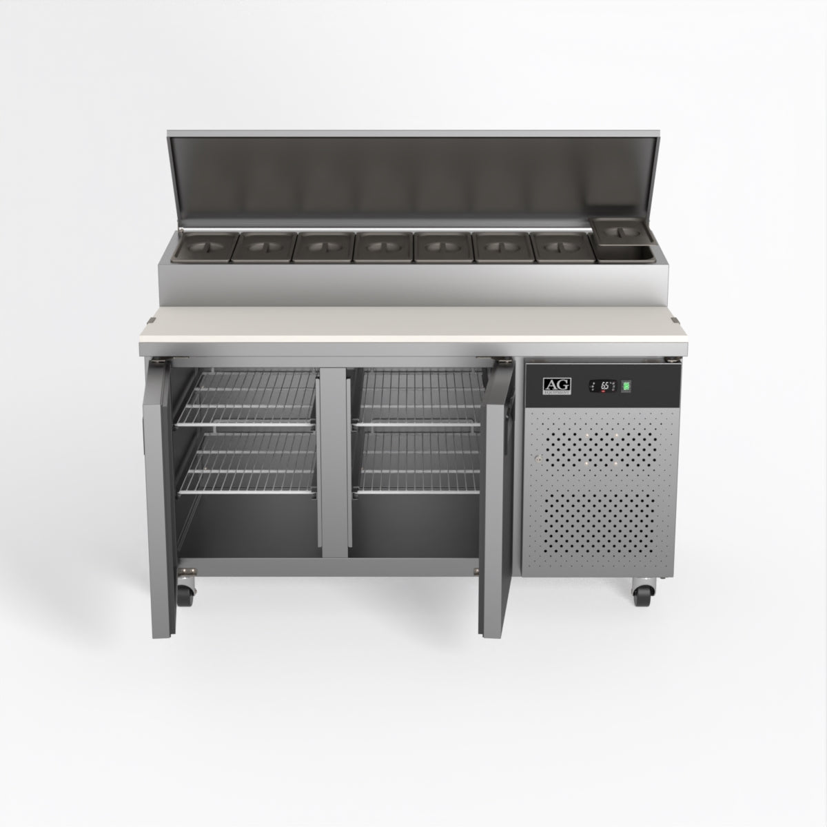 AG 2 Door Saladette Refrigerator with 8 x 1/3 GN Trays - Commercial Kitchen & Restaurant Use
