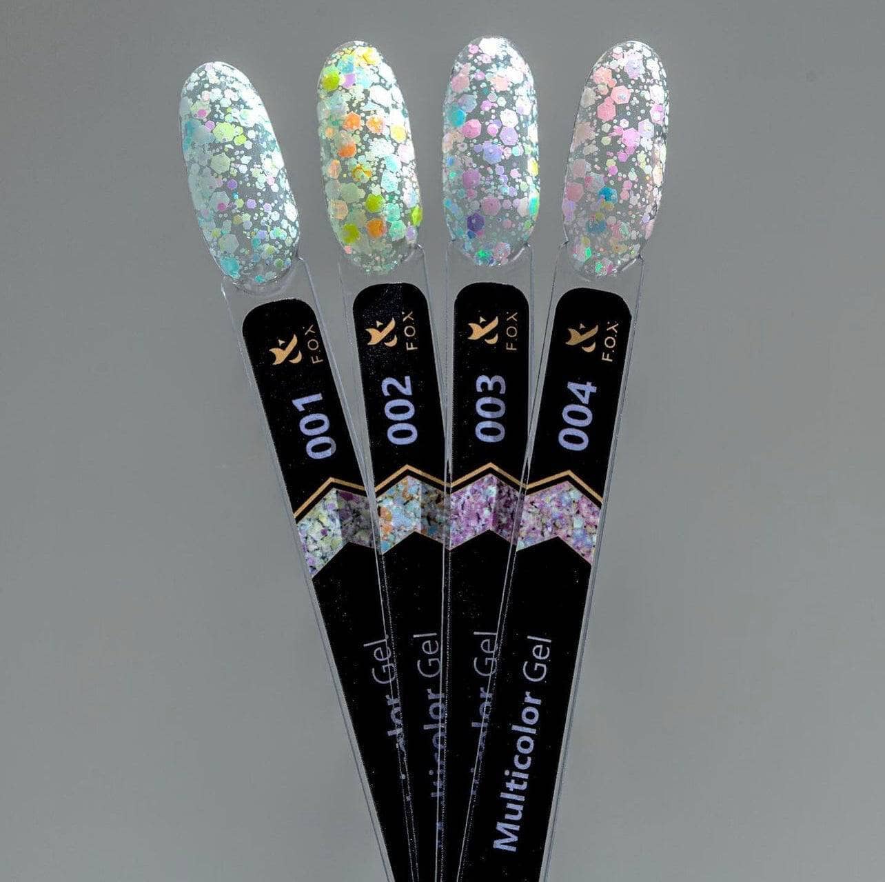 F.O.X Multicolor Gel Nail Tips - Set of 4 Colors for DIY Manicure, Nail Art, and Salon Use at Home