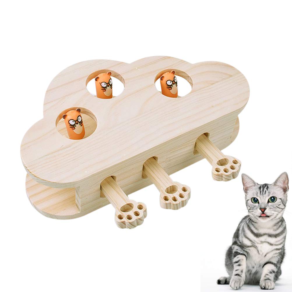 Interactive Wooden Cat and Kitten Toys - Natural Mouse-Shaped Chew Toys for Kittens, Puppies & Small Dogs | Educational Pet Toys for Teething, Training & Playtime | Perfect for Indoor Play, Stress Relief & Bonding with Your Feline Friend