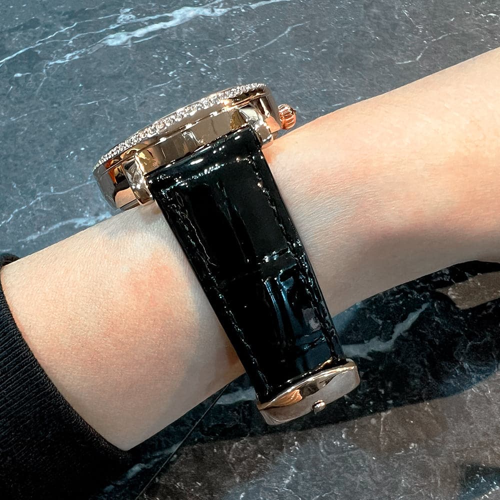 Aries Gold Black Genuine Leather Strap Women's Watch L 5046 RGW BK - Elegant Fashion Accessory for Office, Party & Everyday Wear
