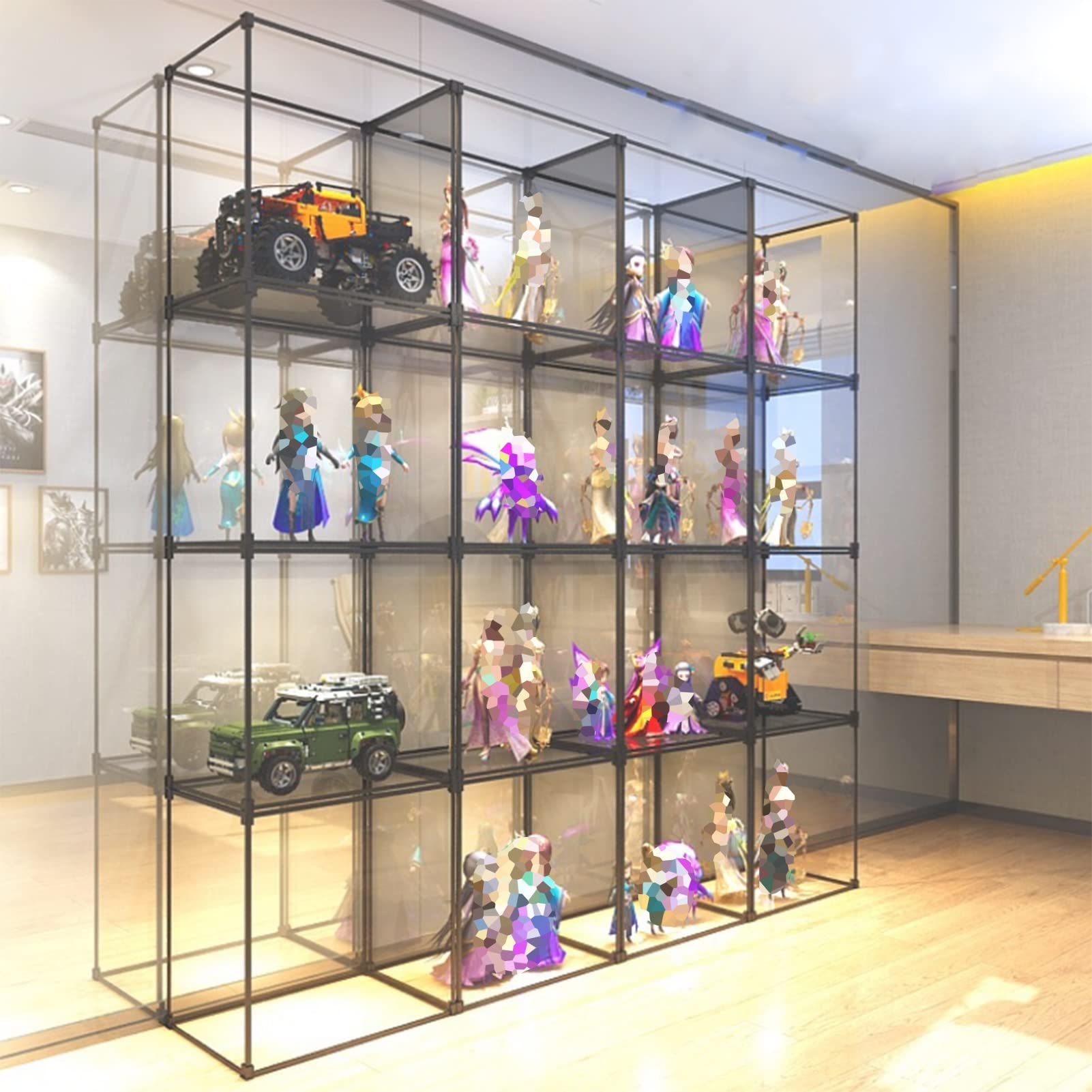 Clear Acrylic Display Case with Aluminum Frame - Dustproof Protection Showcase for Collectibles, Shoes & Figures - Countertop Organizer Box for Home, Office & Retail Store Display