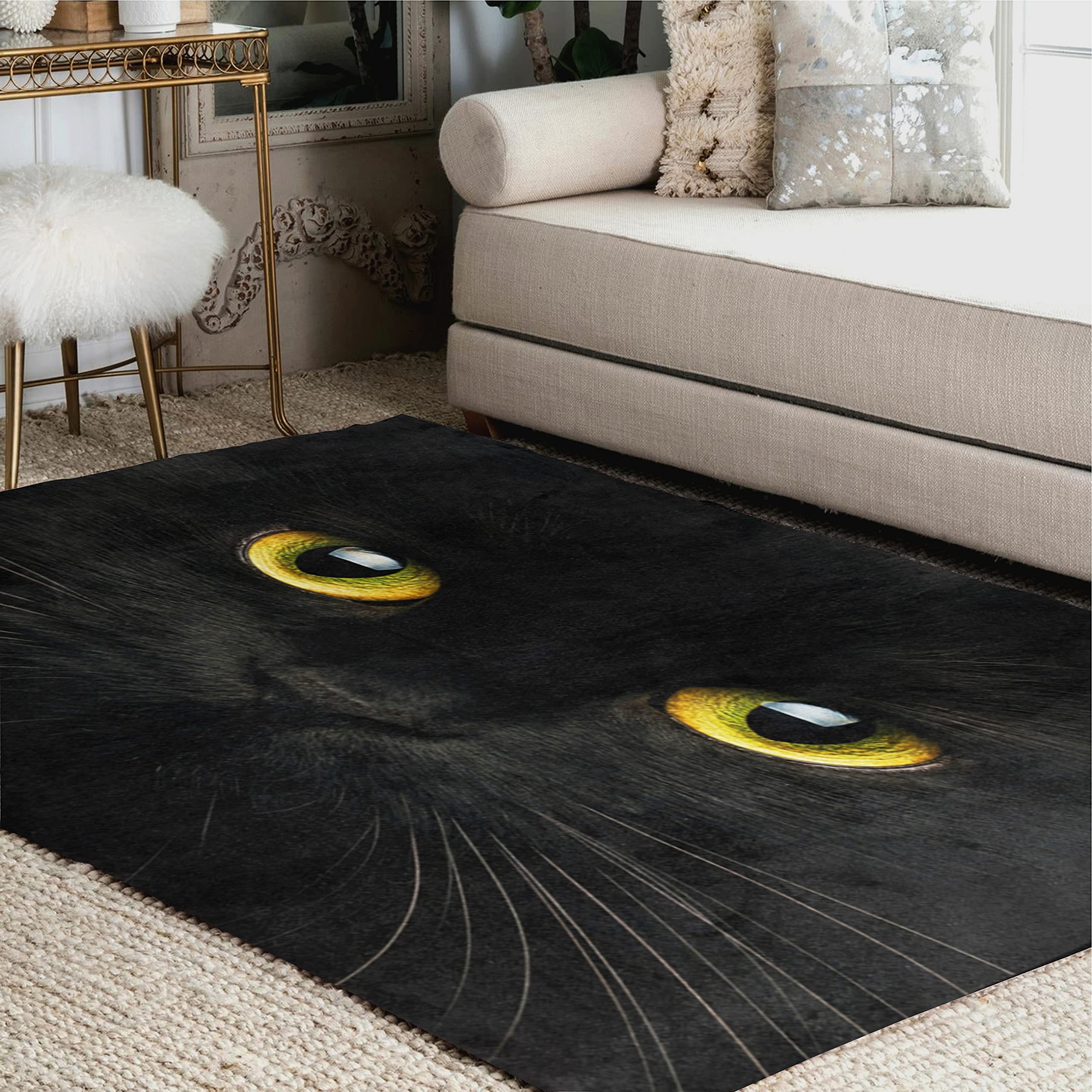 ALAZA Black Cat Kitten Area Rug - Soft 7' x 5' Non-Slip Floor Mat for Living Room, Bedroom, Nursery - Perfect for Pet Lovers & Cozy Home Decor
