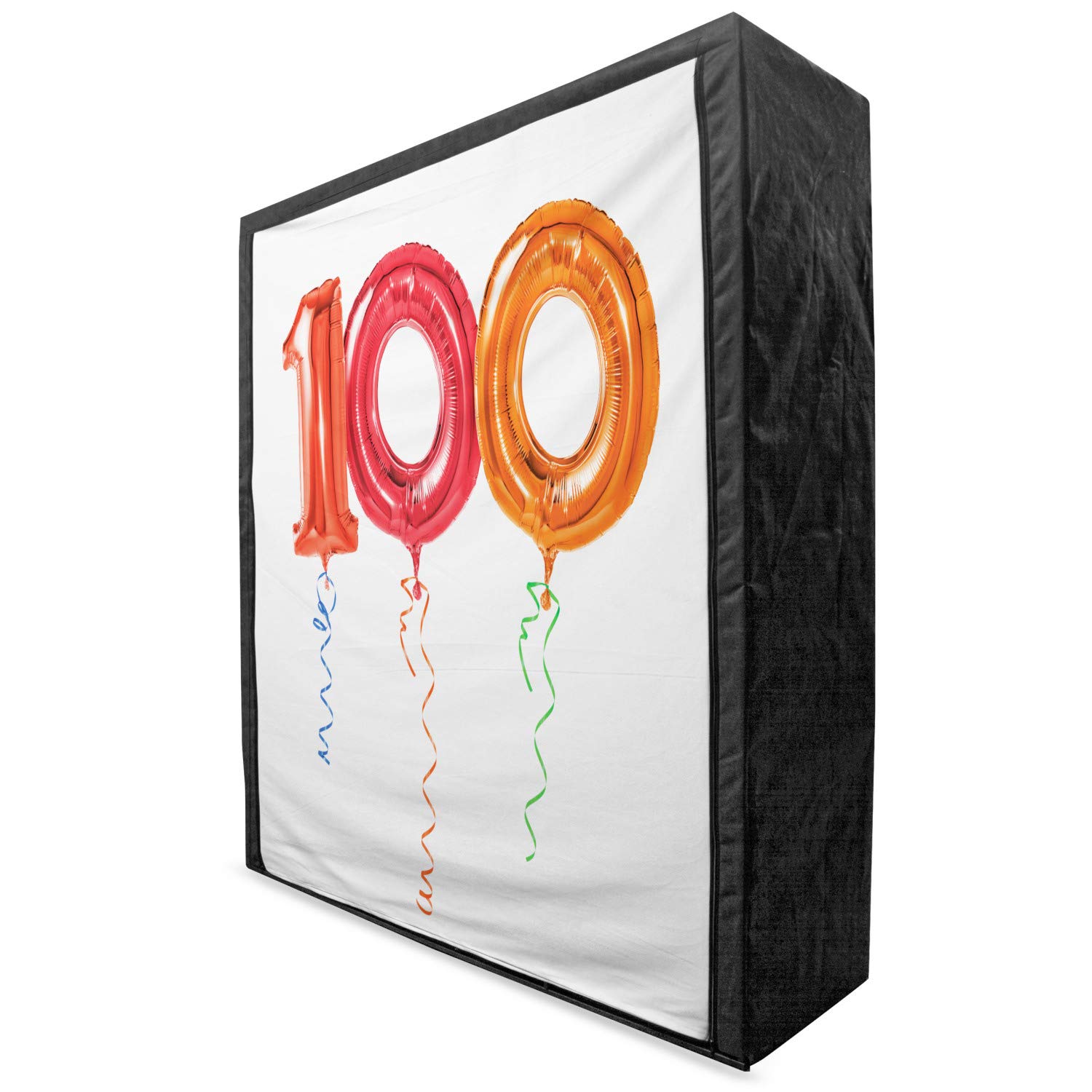 Ambesonne 100th Birthday Portable Fabric Wardrobe - Flying Balloons Art Print Clothing Organizer with Shelves, 59