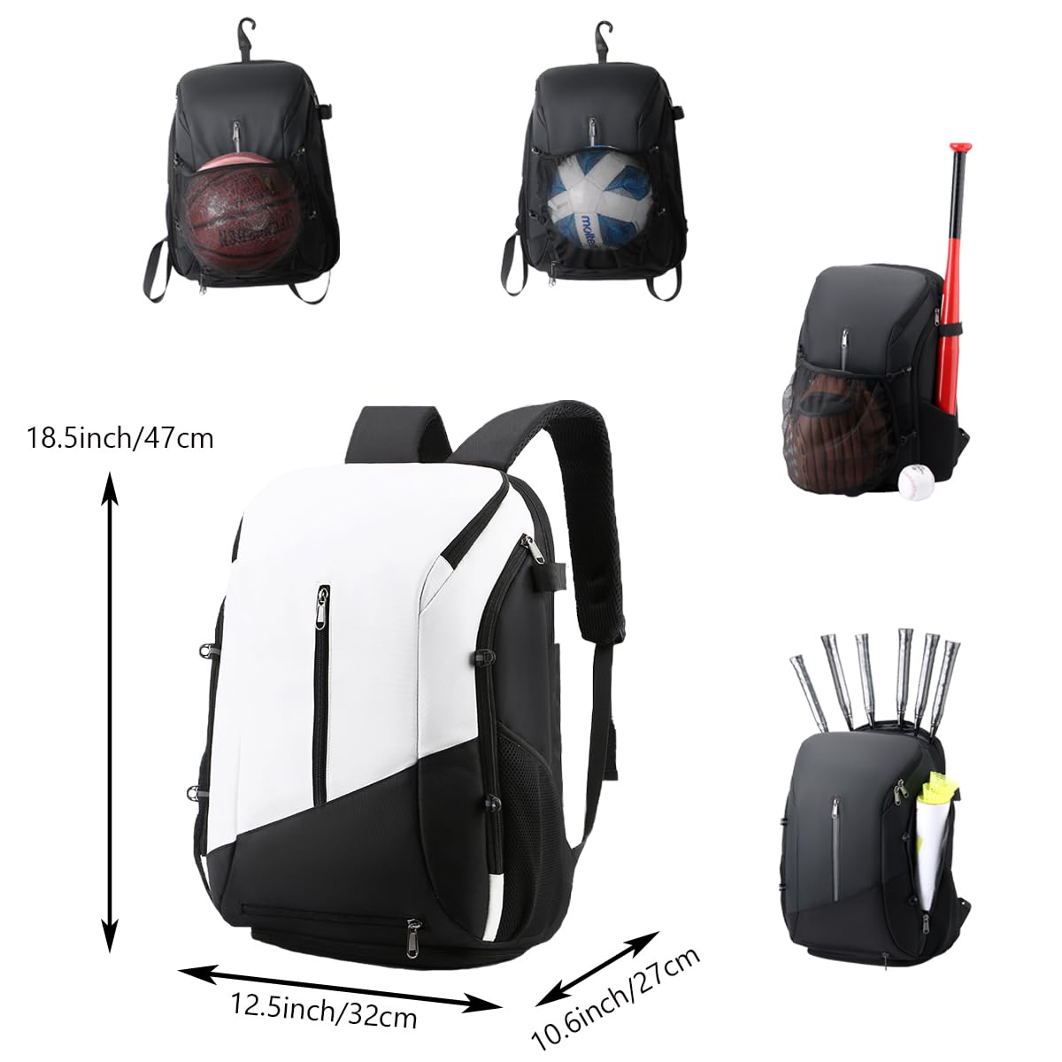 Men's Waterproof Basketball Backpack with Ball Compartment - Perfect for Sports & Travel