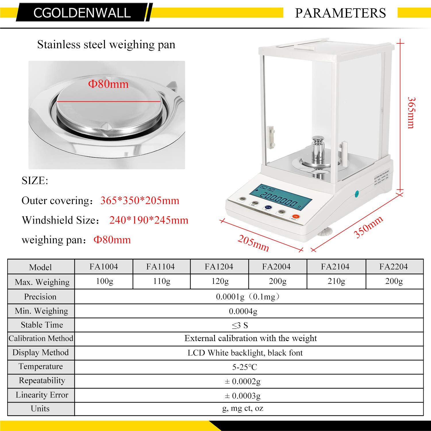 CGOLDENWALL 0.1mg High Precision Digital Analytical Balance - 0.0001g Accuracy Laboratory Scale with USB, 110g Capacity for Jewelry, Pharmacy, School & Industrial Use | Perfect for Gold Weighing, Chemical Measurement & Scientific Research