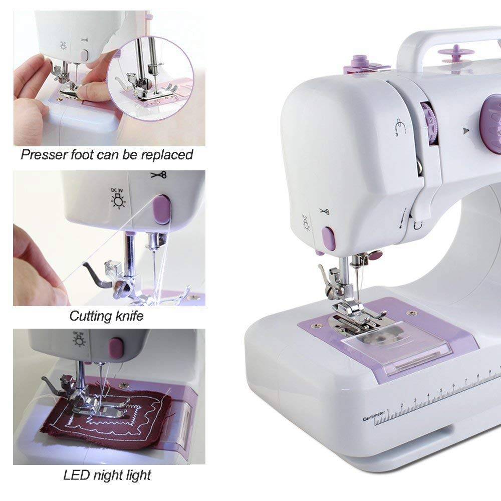 Portable Electric Sewing Machine with Foot Pedal - 12 Stitch Patterns, 2 Speed Settings, Heavy Duty Mini Sewing Machine for Quilting, Embroidery, Overlock & Mending | Free-Arm Crafting, Household Use & DIY Projects
