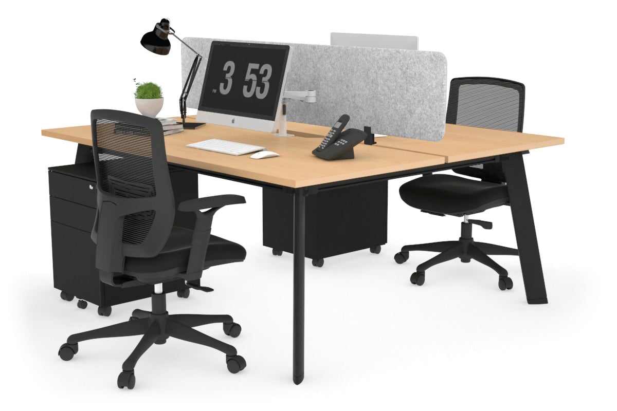 2 Person Workstation with Black Frame - 1200L x 800W Office Desk with Cable Management | Perfect for Home Office, Coworking Spaces & Small Business Teams