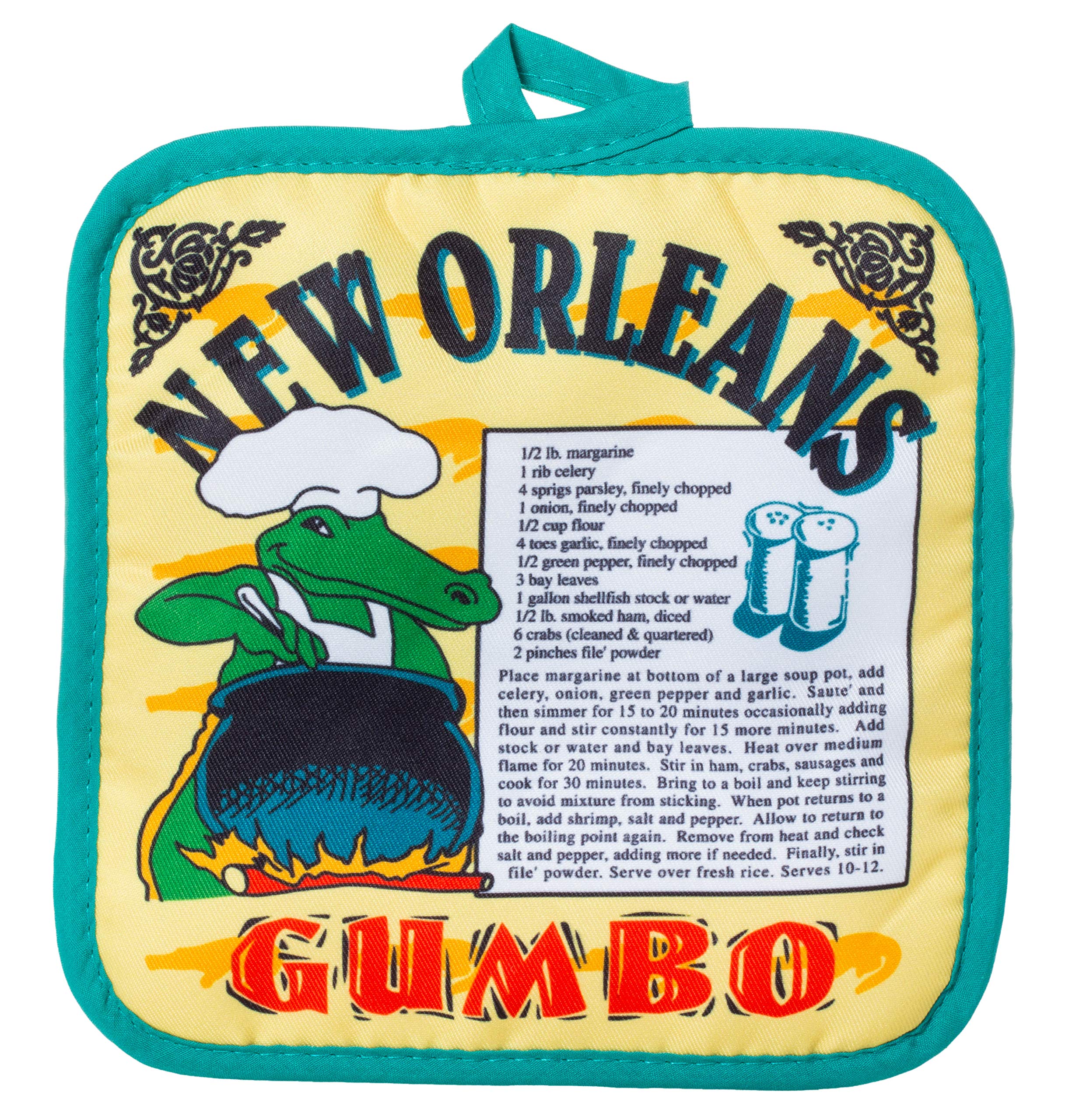 Authentic New Orleans Gumbo Recipe Souvenir Pot Holder - Heat Resistant Kitchen Accessory for Cooking, Baking & Home Decor