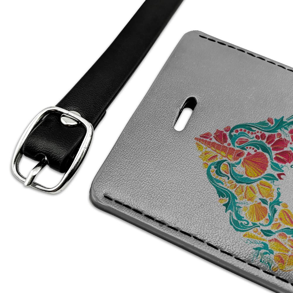 Aquaman Movie Inspired Leather Luggage Tag with Sea Shells Logo - Durable Rectangle ID Card Holder for Travel Bags, Suitcases & Backpacks - Perfect for Comic Con, Beach Vacations & Superhero Fans