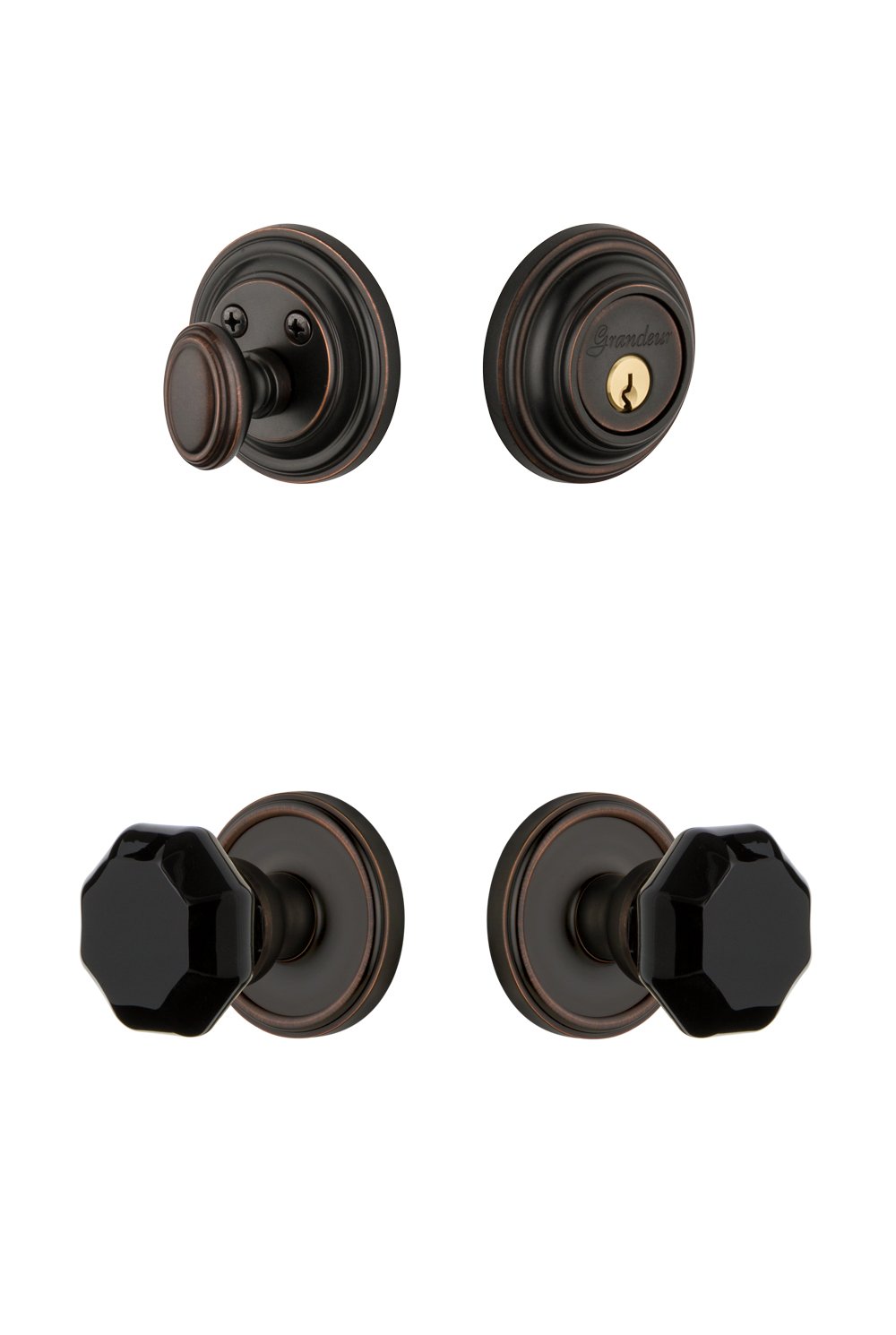 Grandeur Hardware 851257 Georgetown Rosette with Lyon Knob & Matching Deadbolt Combo Pack - 2.375