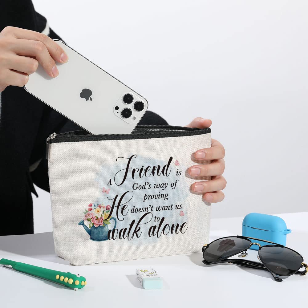 Best Friendship Gifts for Women - Cute Makeup Bag for Bestie, BFF, Sister - Inspirational Birthday Gift for Her - Perfect for Travel, Work, and Everyday Use