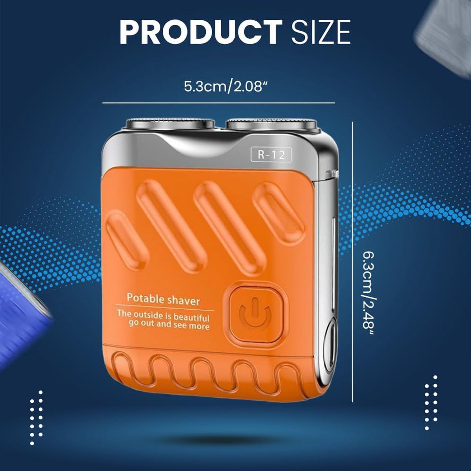 Portable Electric Shaver for Men - USB Rechargeable Travel Beard Trimmer with One-Button Operation & Long Battery Life - Compact Suitcase Design for Home & Travel Use (Orange) - Perfect for Business Trips, Gym Bags & Daily Grooming