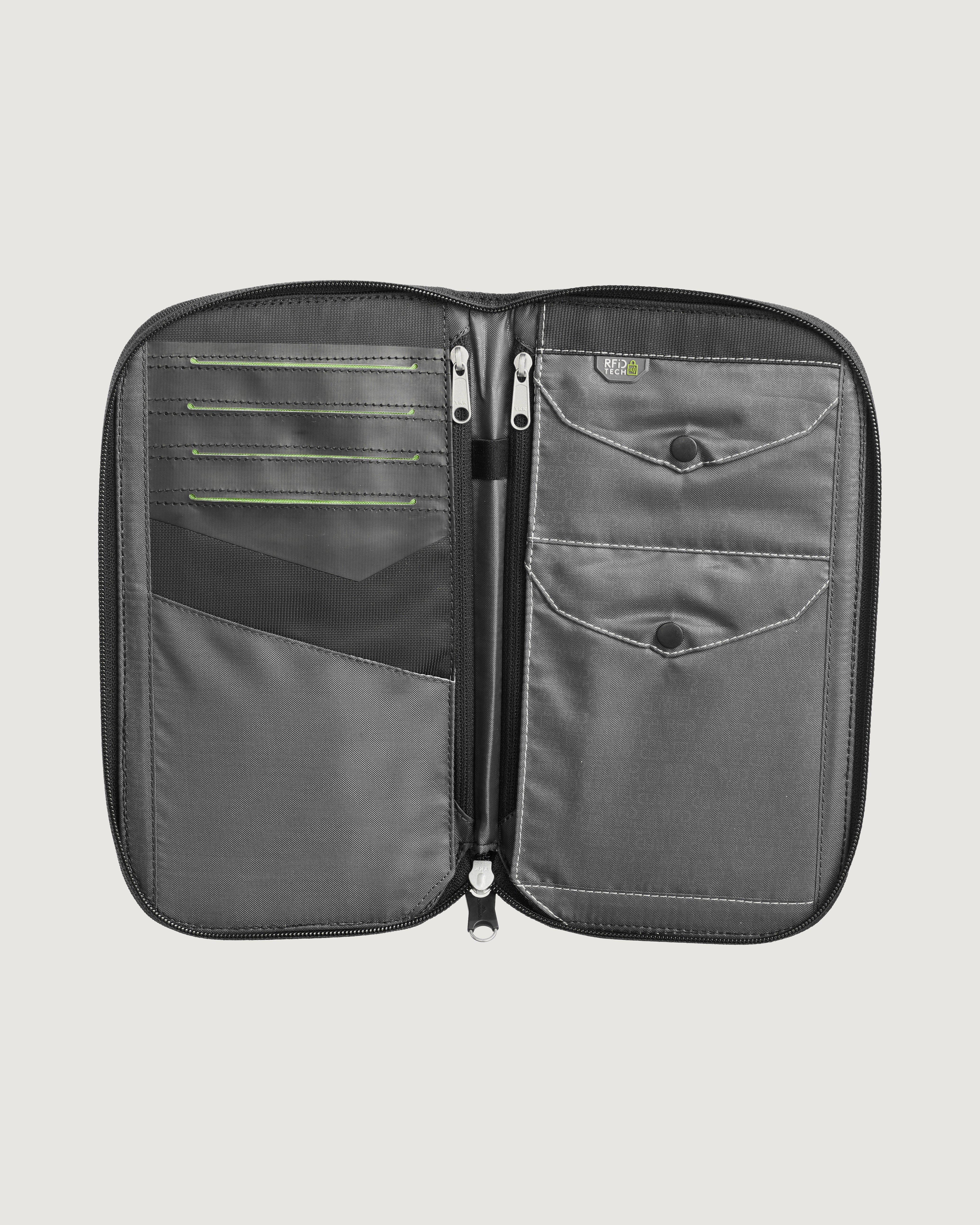 Large RFID Blocking Travel Wallet - Black | Secure Passport Holder for International Flights & Vacations