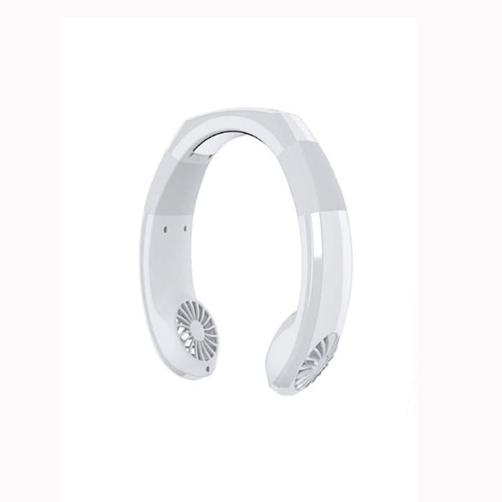 Portable USB Rechargeable Neck Fan - Hands-Free Personal Air Cooler for Instant Cooling - White - Perfect for Sports, Travel, Office & Home Use
