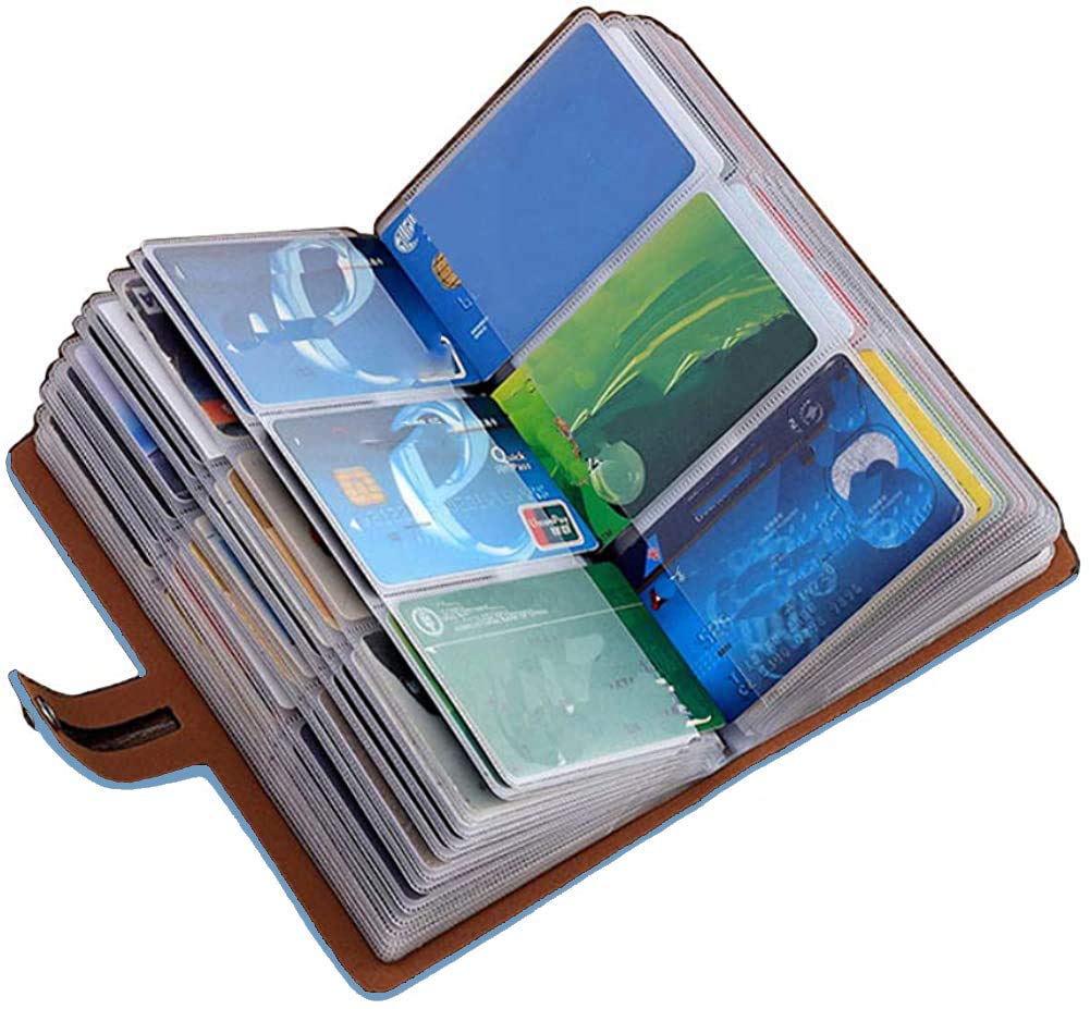 JERLA RFID Blocking Leather Credit Card Holder & Business Card Organizer - 96 Card Slots for Women & Men (Blue) | Secure Wallet for Credit Cards, ID, Business Cards | Perfect for Travel, Office & Everyday Use