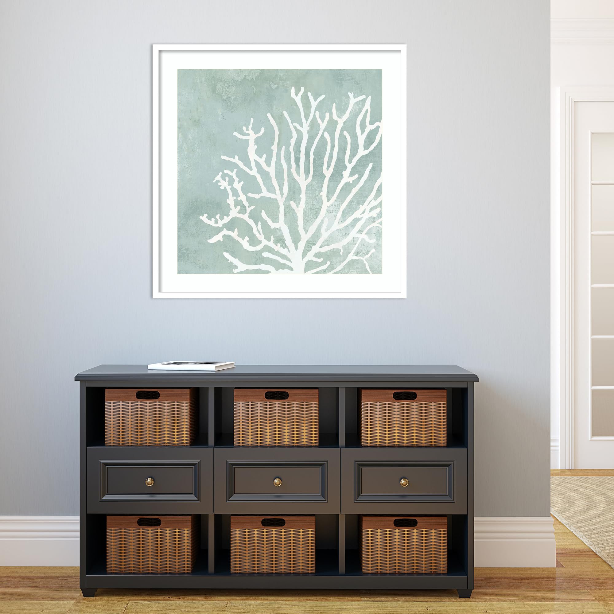 Amanti Art Framed Wall Art Print 33x33 Sea Crown II (Coral) by Aimee Wilson - Coastal Beach Decor, Large Ocean Painting for Living Room, Bedroom, Office - Perfect for Nautical & Boho Home Interior Design