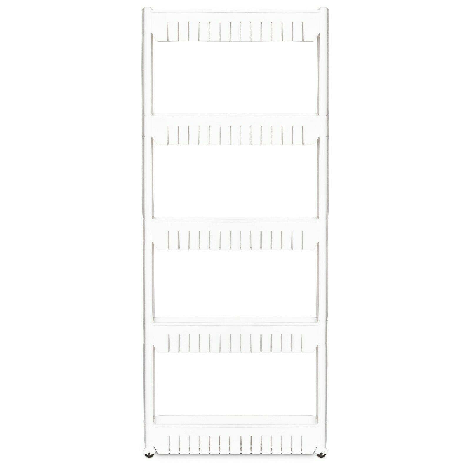 5-Tier Rolling Storage Cart with Slide-Out Shelves - Pull Out Pantry Cabinet for Kitchen Organization, Spice Rack & Wall Storage - Perfect for Small Spaces, Baker's Rack & Home Storage Solutions