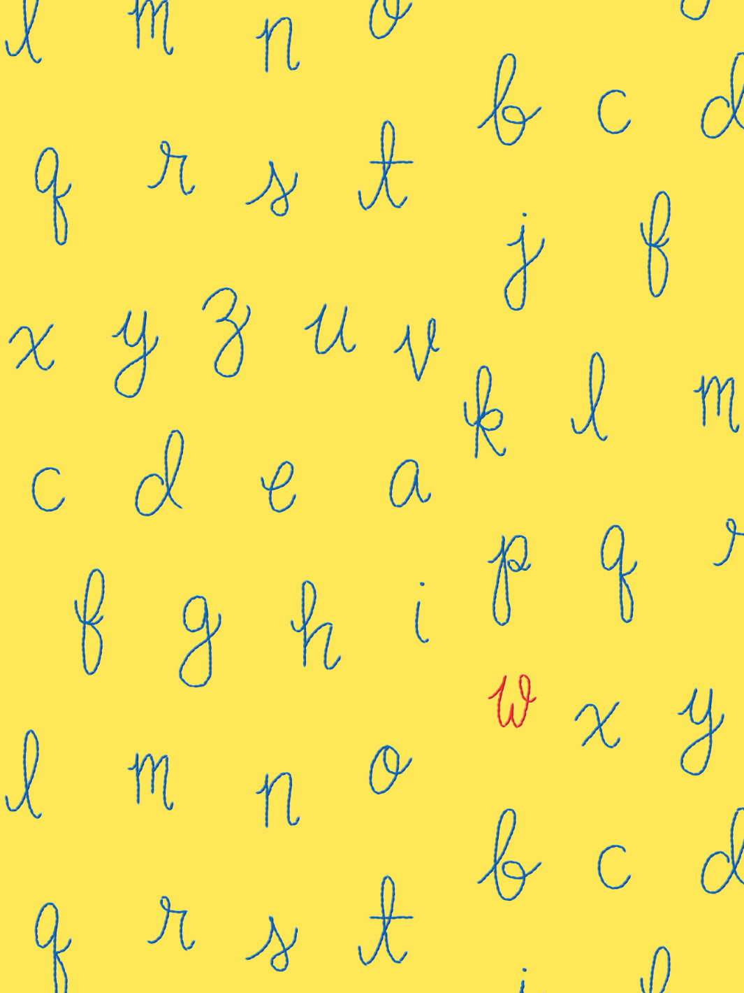 LF Alphabet Wallpaper by Lingua Franca - Daffodil Yellow with Red Accent Letters | Nursery Decor, Kids Room Wallpaper, Playroom Accent Wall