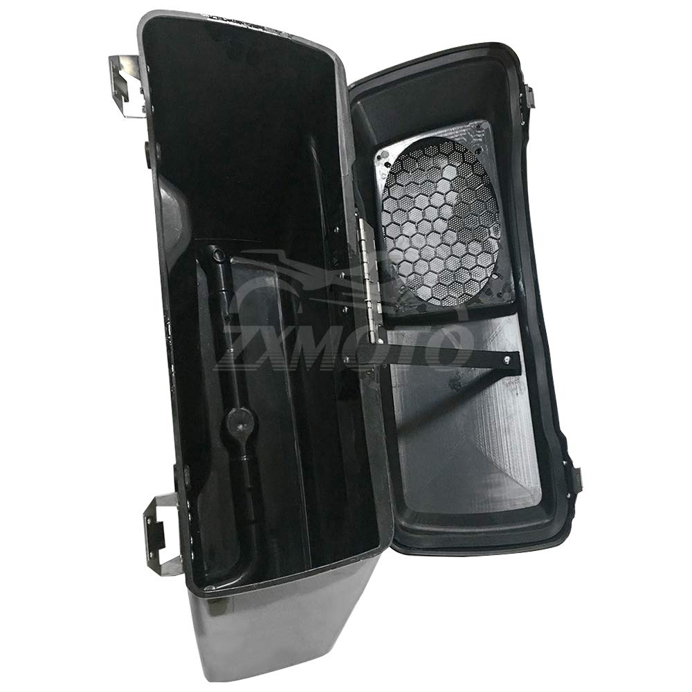 ZXMOTO Vivid Black Hard Saddlebags with 6x9 Speaker Lids, Latch & Keys - Compatible with Harley Touring Models 1994-2013 (Road King, Road Glide, Street Glide, Electra Glide, Ultra-Classic) - Durable Motorcycle Storage for Long Rides & Touring