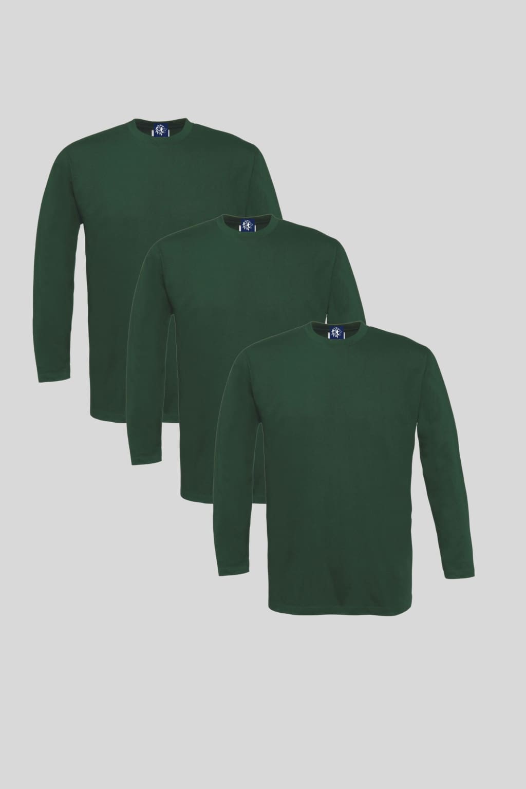 Barucci Men's Traveler Bottle Green Cotton Long Sleeve T-Shirts 3 Pack - Comfortable Casual Shirts for Outdoor Adventures, Travel & Everyday Wear