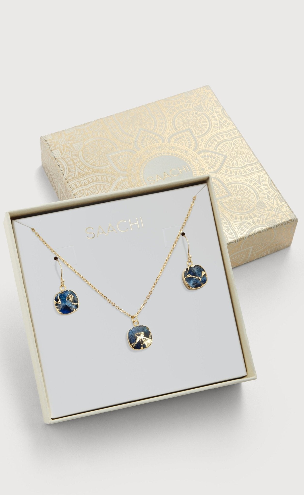 Mojave Cushion Mini Earring and Necklace Set - Dainty Jewelry for Women, Minimalist Gold Plated Accessories - Perfect for Everyday Wear, Date Night & Gift Giving