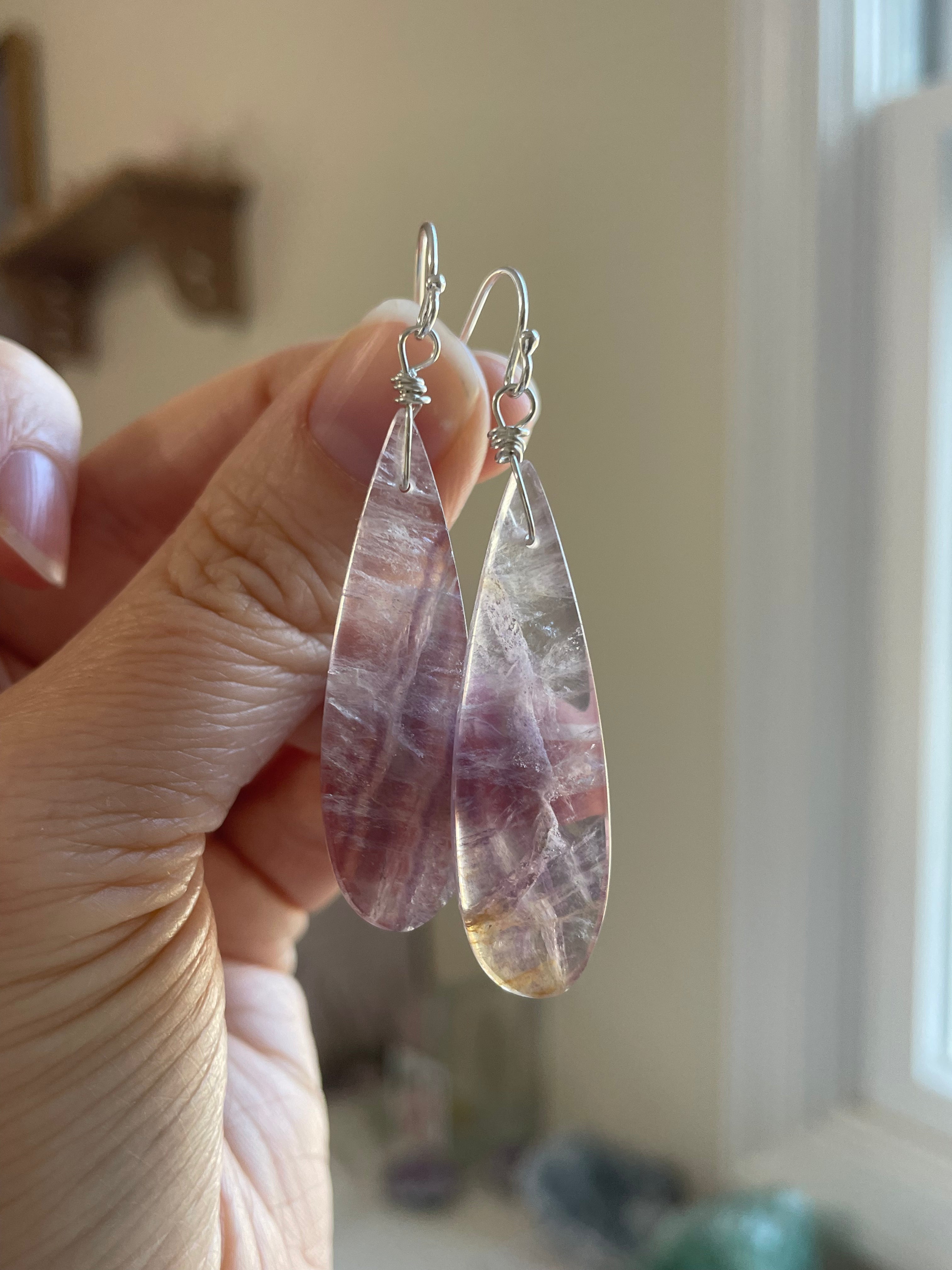 Purple Fluorite Earrings Sterling Silver 925 - Healing Crystal Jewelry for Women, Dainty Studs for Everyday Wear | Perfect for Gifts, Meditation & Energy Balancing