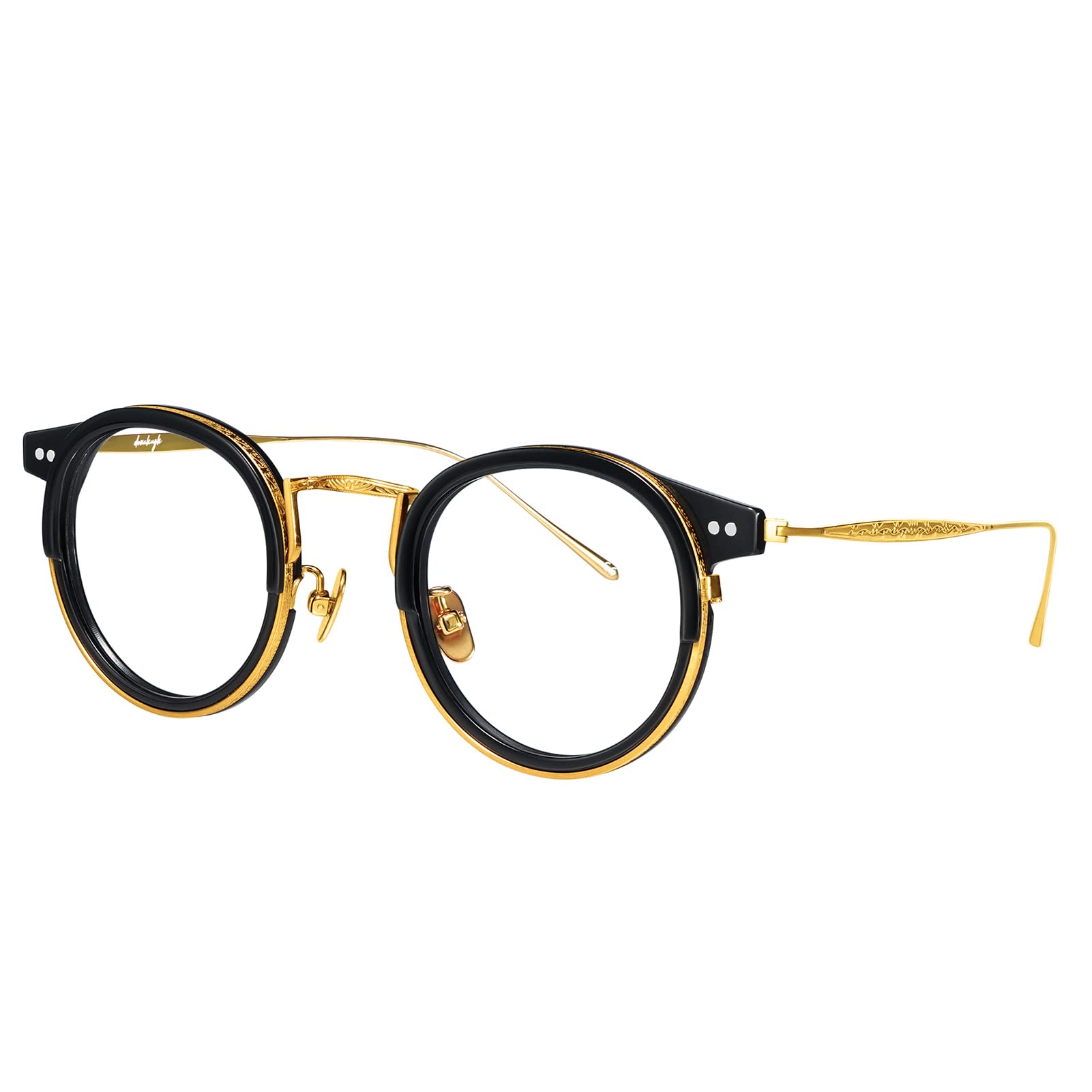 Donahugh Justin Round Titanium Acetate Blue Light Blocking Glasses - Computer & Gaming Eyewear with Anti-UV Protection for Office Work & Digital Screen Use