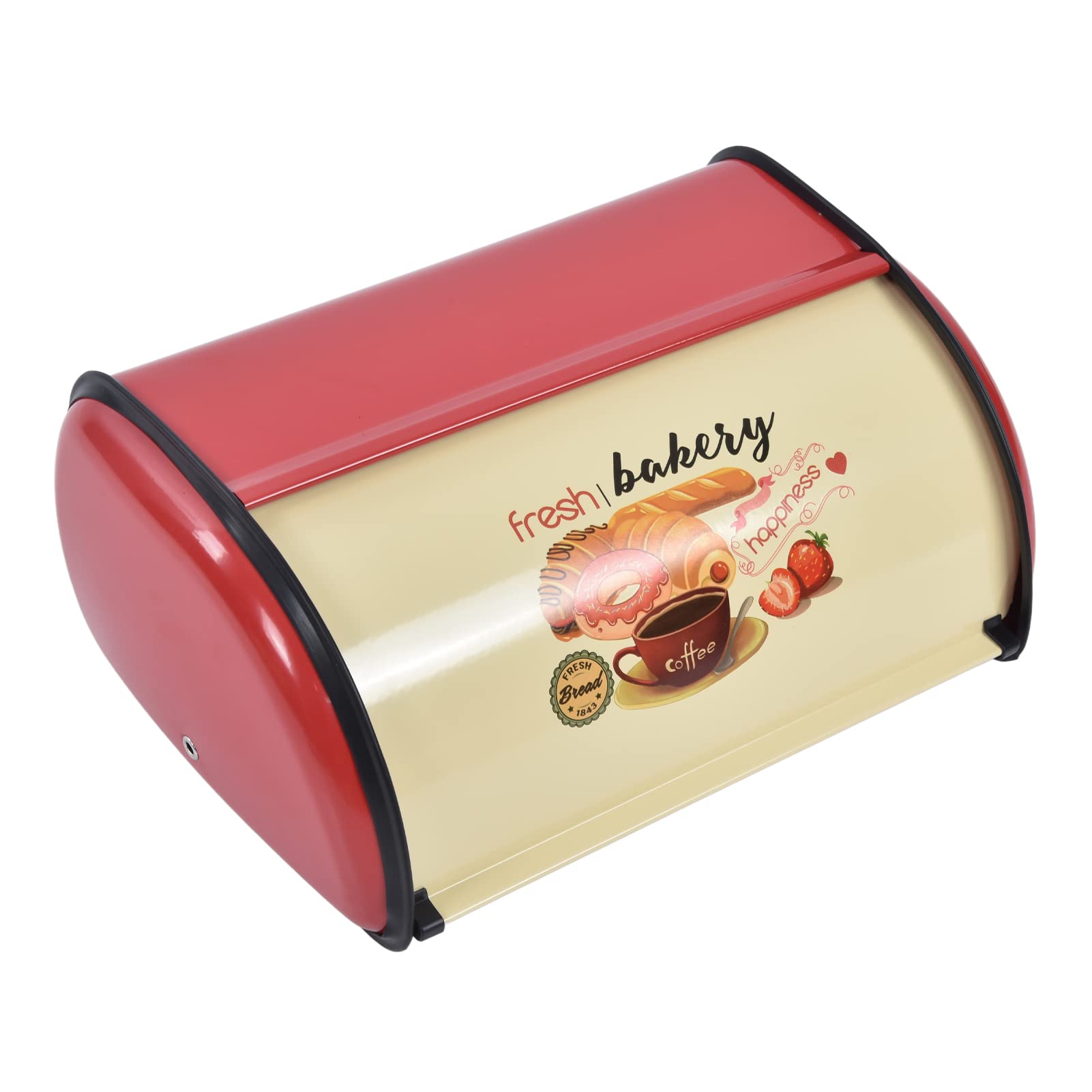 Stainless Steel Bread Storage Bin - Compact Snack Container for Bakery & Coffee Shop (Red) | Perfect for Kitchen Countertop, Pantry Organization & Commercial Food Display