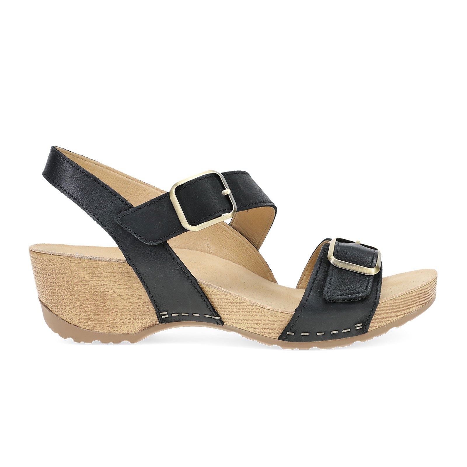 Dansko Trinity Wedge Sandal for Women - Black Burnished Suede Comfort Shoes | Perfect for Summer, Beach, and Casual Outings