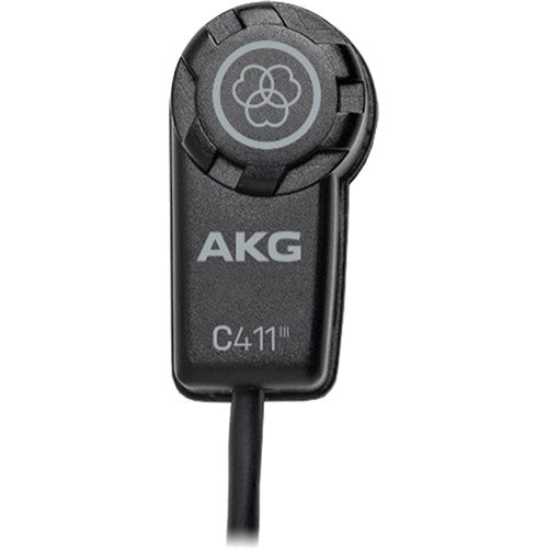 AKG C411 PP Miniature Condenser Pickup Microphone with 3-Pin XLR Male Cable (10ft, Matte Black) - Professional Instrument Mic for Live Performances & Studio Recording