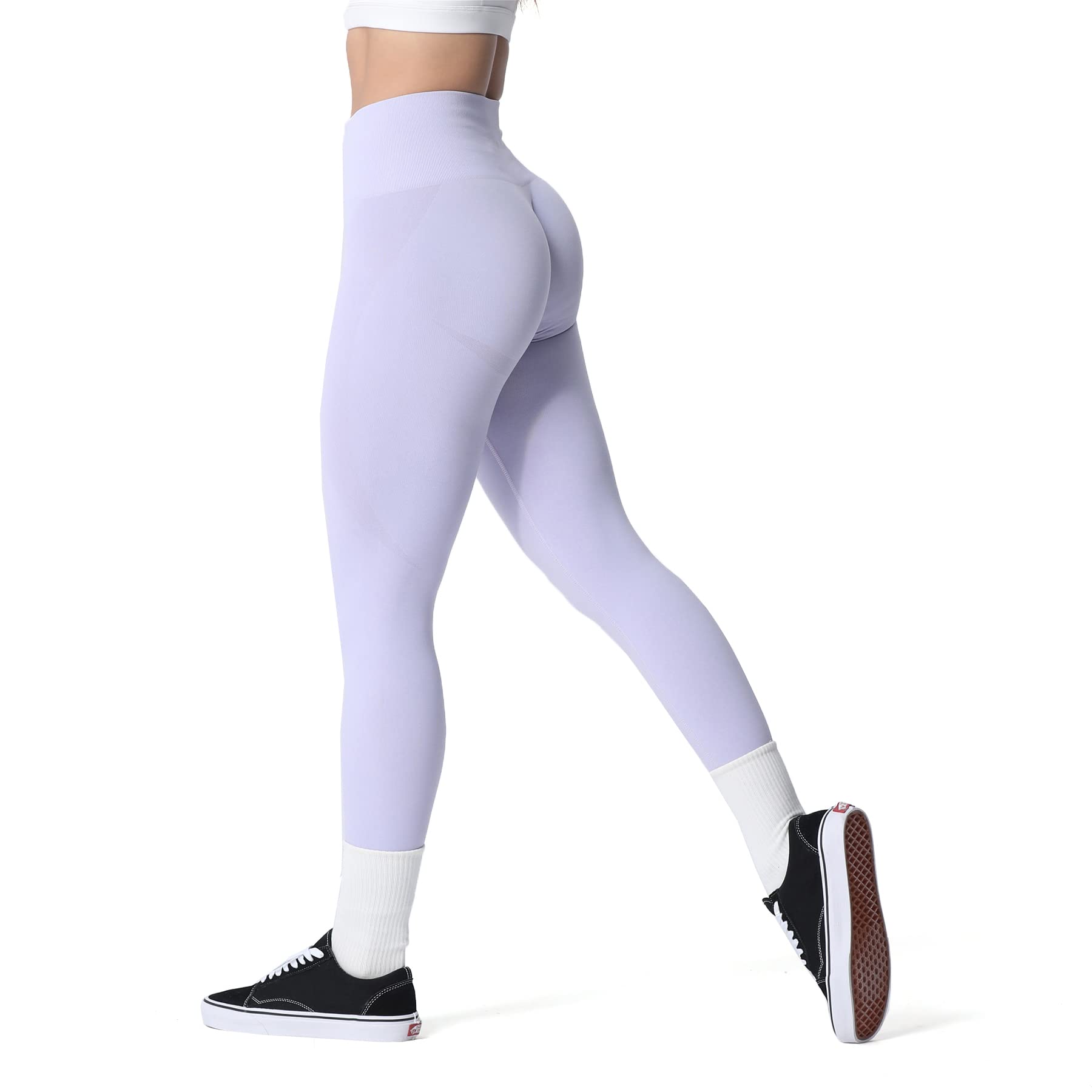 Aoxjox Women's High Waisted Seamless Workout Leggings - Smile Contour Yoga Pants for Gym, Running & Everyday Wear