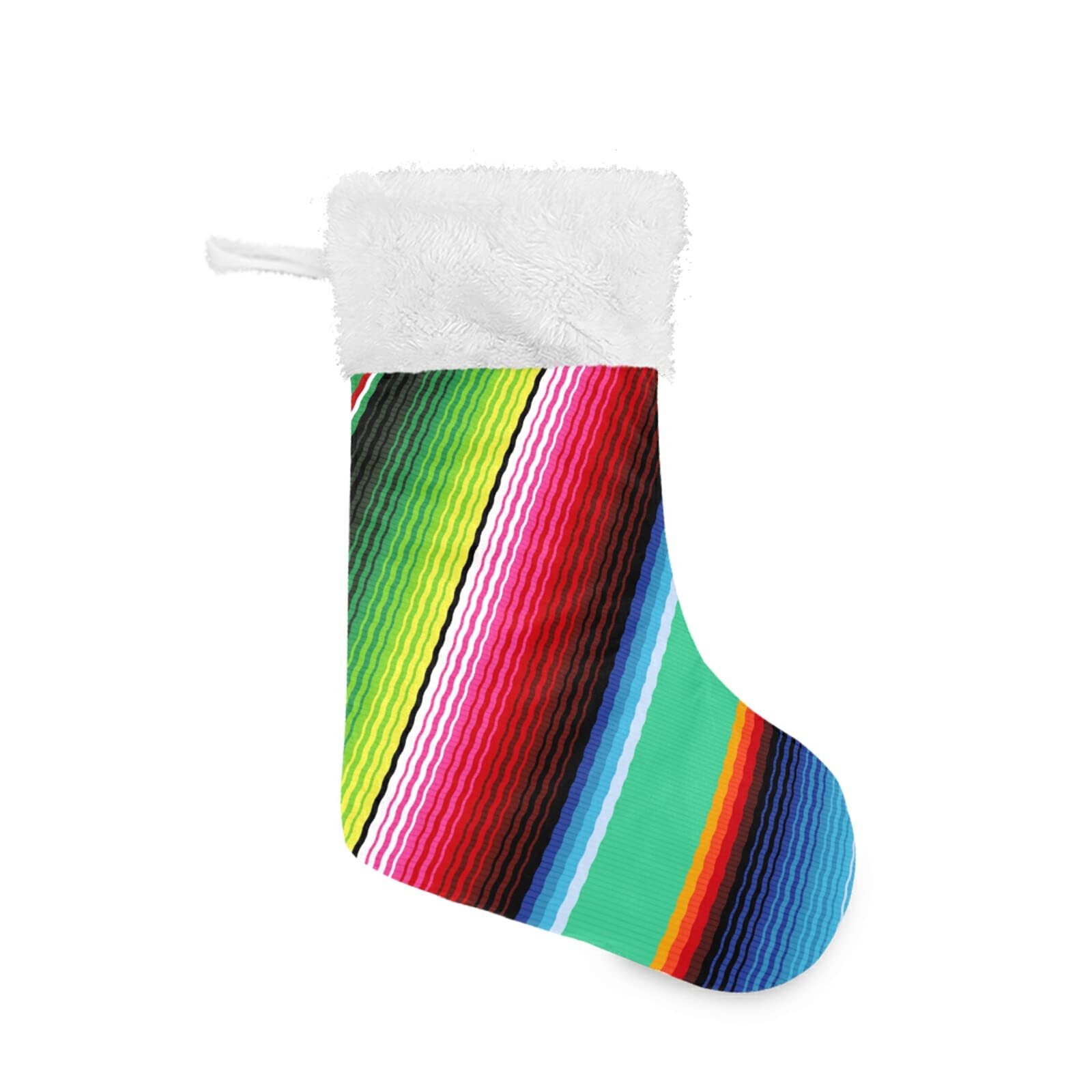 1 Pack Mexican Serape Striped Christmas Stocking - 17.7 Inch Fireplace Hanging Decor for Holiday Home, Party & Gift Exchange | Xmas Mantel Decoration, Festive Seasonal Ornament