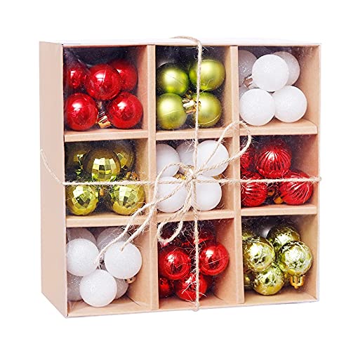 GGHHJ 99-Piece 3cm Christmas Ornament Set - Shatterproof Holiday Tree Decorations, Xmas Ball Pendants for Party & Home Decor - Gift Box Included (Frosted White) - Perfect for Christmas Trees, Wreaths, and Festive Party Decorations