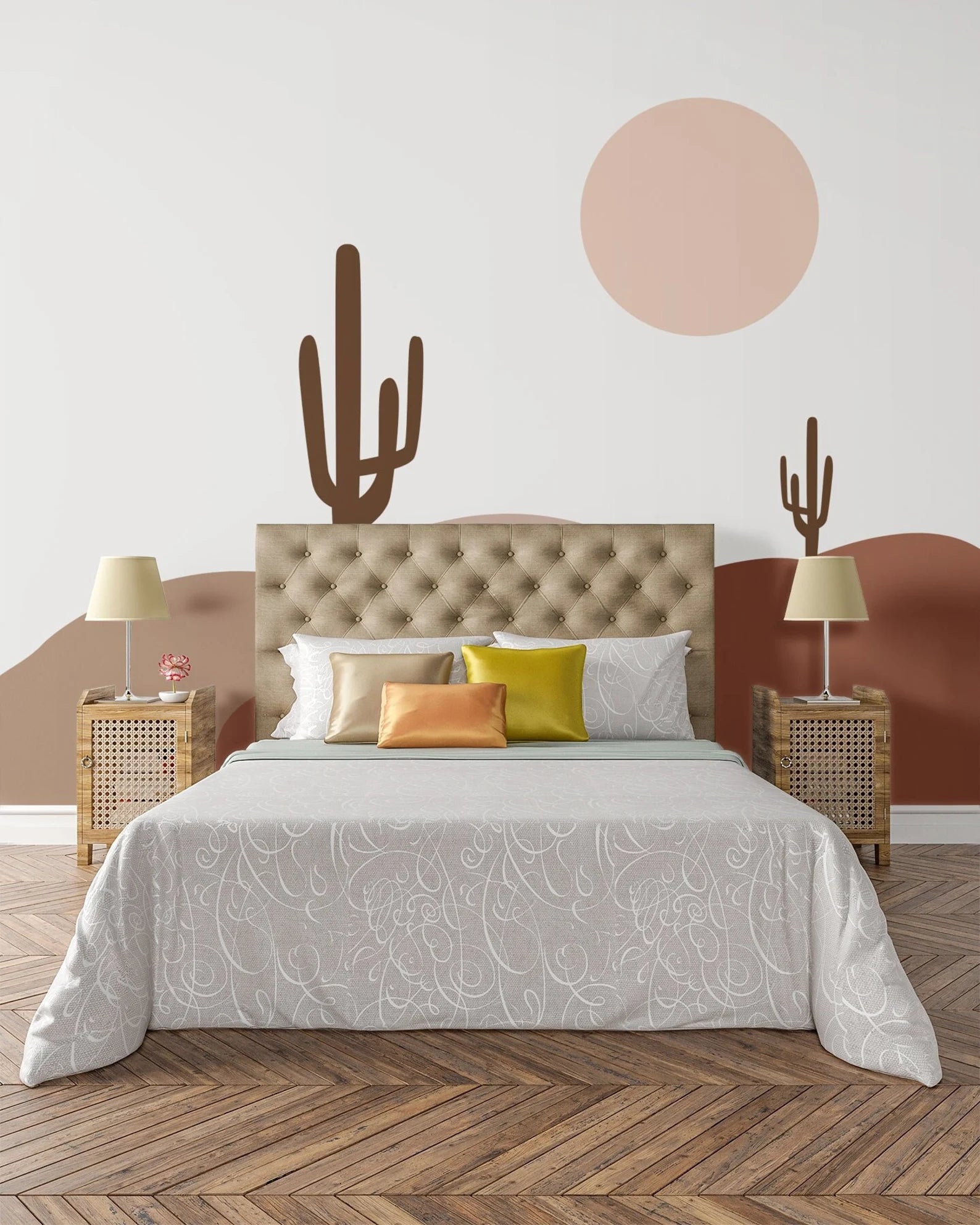 Desert Valley Wall Murals - Cactus & Joshua Tree Wallpaper for Home Decor | Perfect for Living Room, Bedroom & Office Wall Art