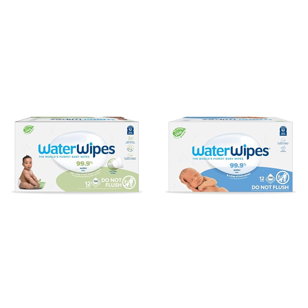 WaterWipes Plastic-Free Textured Baby Wipes for Sensitive Skin | 99.9% Water-Based, Hypoallergenic & Eco-Friendly | Gentle Cleansing for Newborns, Toddlers & Diaper Changes | Perfect for On-the-Go, Travel & Nursery Use
