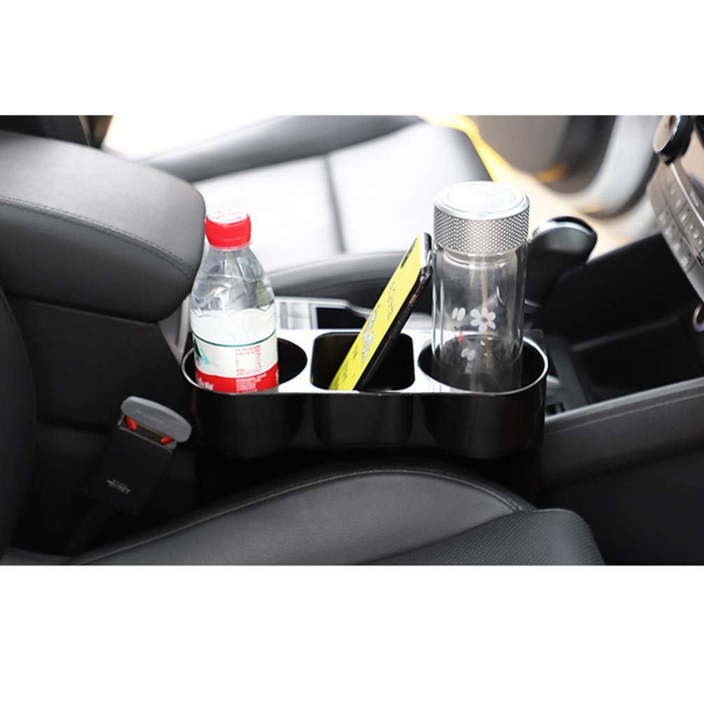 Multi-Functional 3-in-1 Car Cup Holder Organizer - Front Seat Drink Bottle Stand with Phone Holder & Storage for Wallet, Keys, Coins (Black) | Perfect for Road Trips, Commuting & Daily Driving