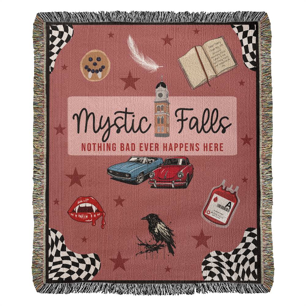 Cozy Mystic Falls Fleece Blanket - Soft & Warm Throw for Couch, Bed, and Outdoor Use - Perfect for Winter, Camping, and Home Decor