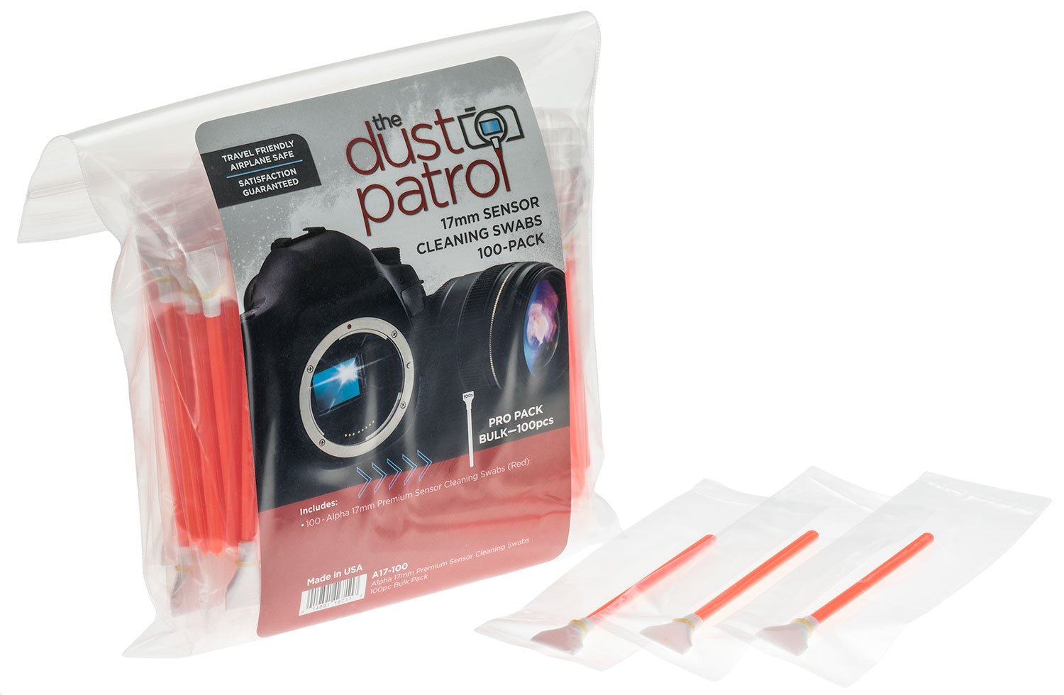 Alpha 17mm Sensor Cleaning Swabs - 100 Pack Bulk (Red) - Professional Camera Lens & DSLR Sensor Cleaning Kit for Mirrorless & Digital Cameras