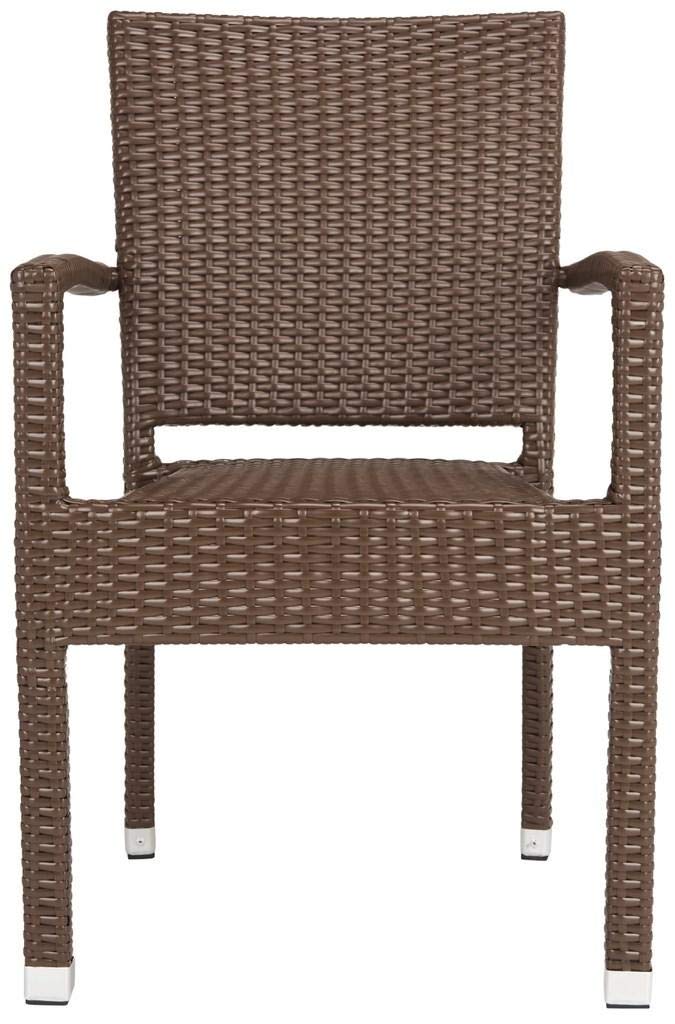 SAFAVIEH Kelda Wicker Arm Chairs - Outdoor Patio Furniture Set of 2, All-Weather Rattan Lounge Chairs for Garden, Poolside, Deck, and Backyard Relaxation