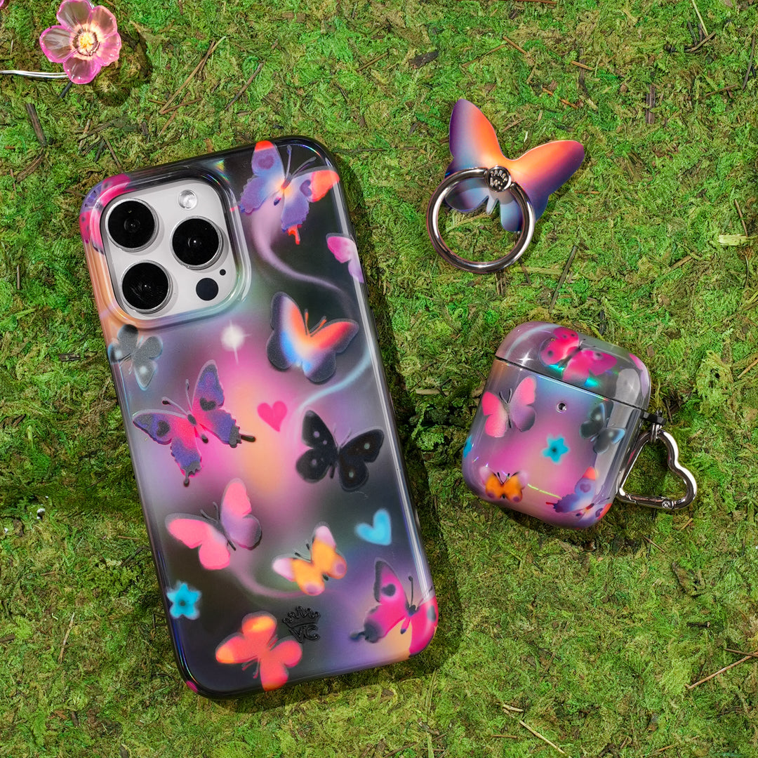 Aurora Butterfly Phone Ring Holder - Grip & Stand for Smartphones, Perfect for Selfies, Videos & Hands-Free Use - Ideal for iPhone, Samsung & Android Devices