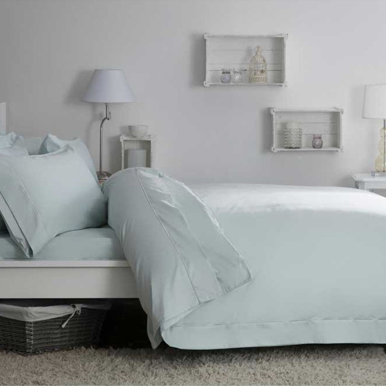 Belledorm 400 Thread Count Egyptian Cotton Extra Deep Fitted Sheet Set - Queen Size, Duck Egg Blue - Luxury Soft Bedding for Hotel-Style Comfort at Home