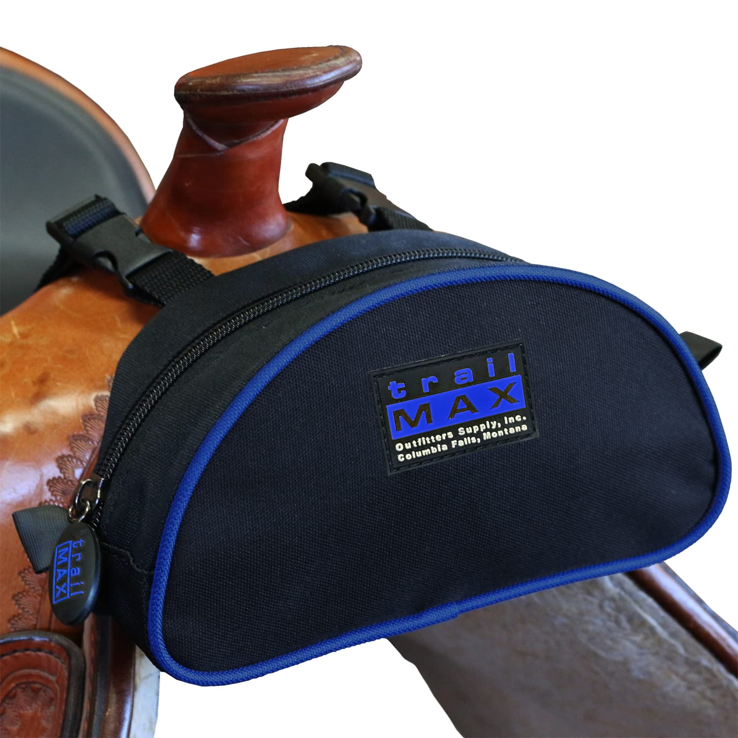 TrailMax Medium-Sized Saddle Horn Bag & Pommel Pocket Combo - Durable Trail Riding Saddle Bags Set (1 Horn Bag + 1 Pommel Pocket) for Western Horseback Riding, Camping & Outdoor Adventures