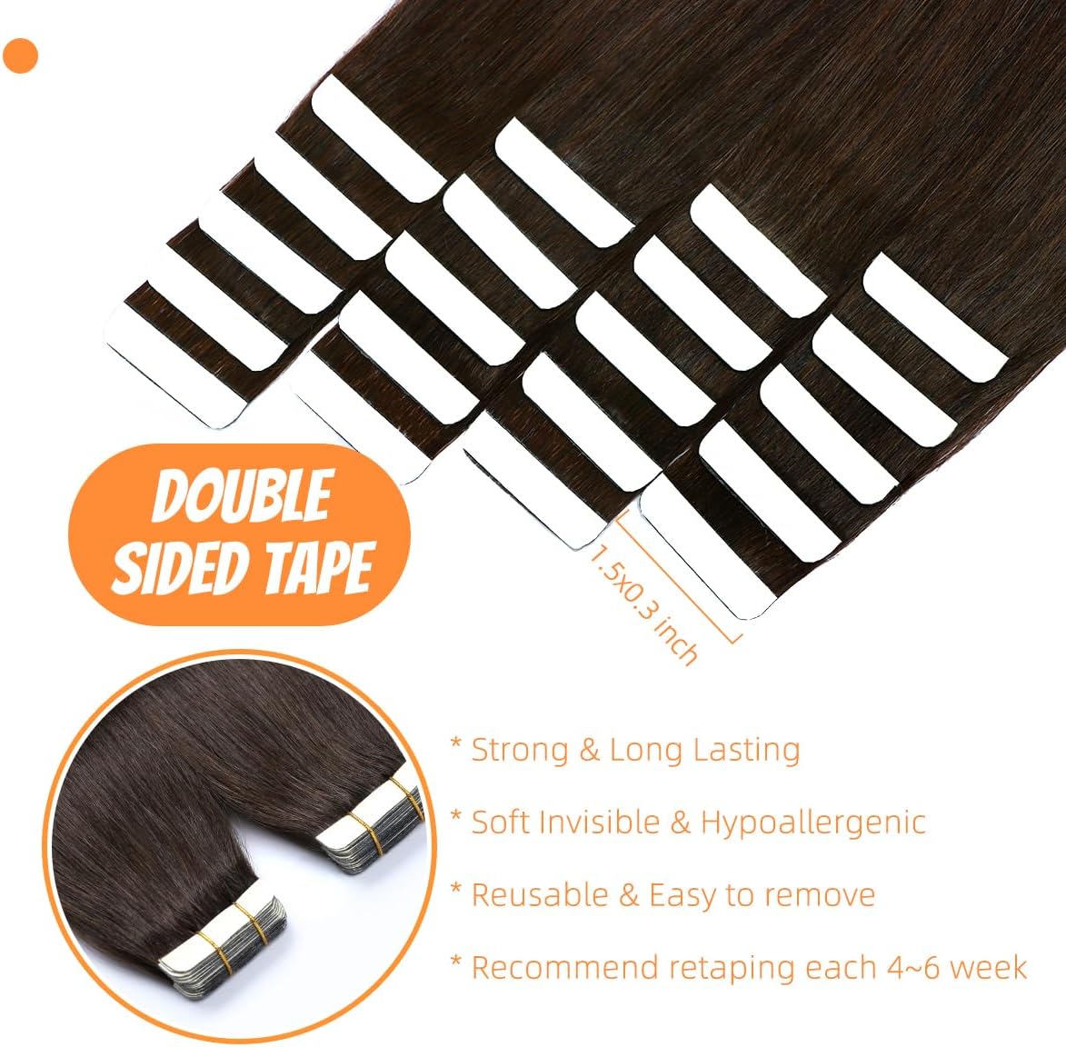 Seamless Skin Weft Tape for Human Hair Extensions - Invisible Hair Integration for Natural Look | Perfect for Daily Wear, Special Occasions & Styling
